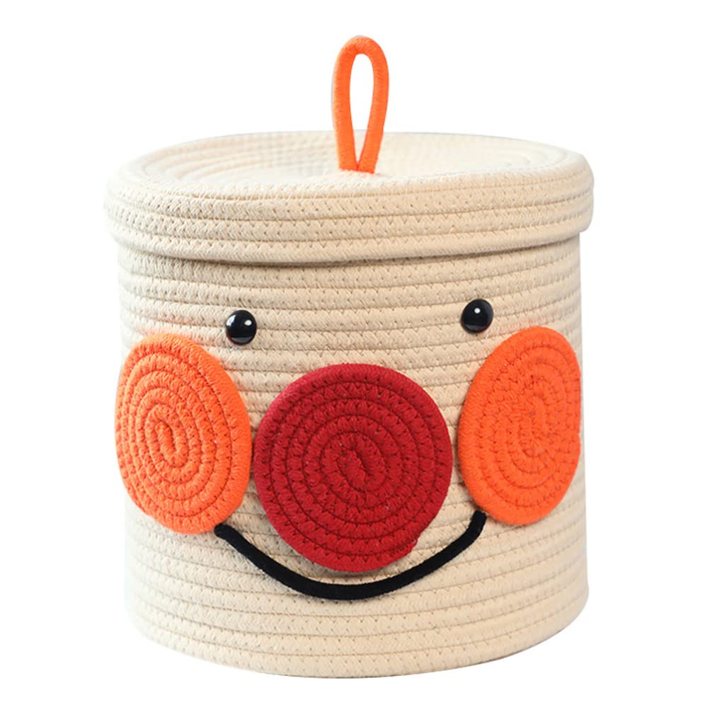 Round Cotton Rope Storage Basket with Lid - Woven Decorative Organizer Bin for Home, Kitchen, Nursery | Perfect for Snacks, Towels, Plants & Home Decor