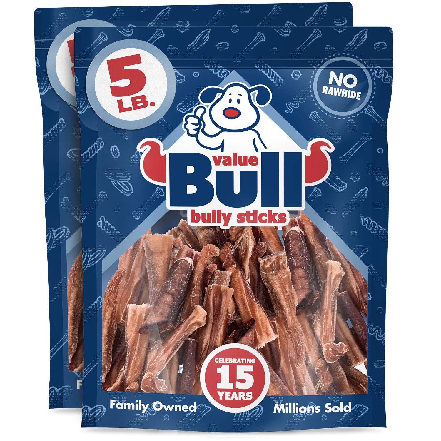 ValueBull Bully Stick Bits Dog Treats, 0-4 Inch, 10lb Bag - 100% Natural Beef Pizzle Chews, Single Ingredient, Grain-Free, High Protein Dog Chews for Small & Medium Dogs - Perfect for Training, Teething & Dental Health