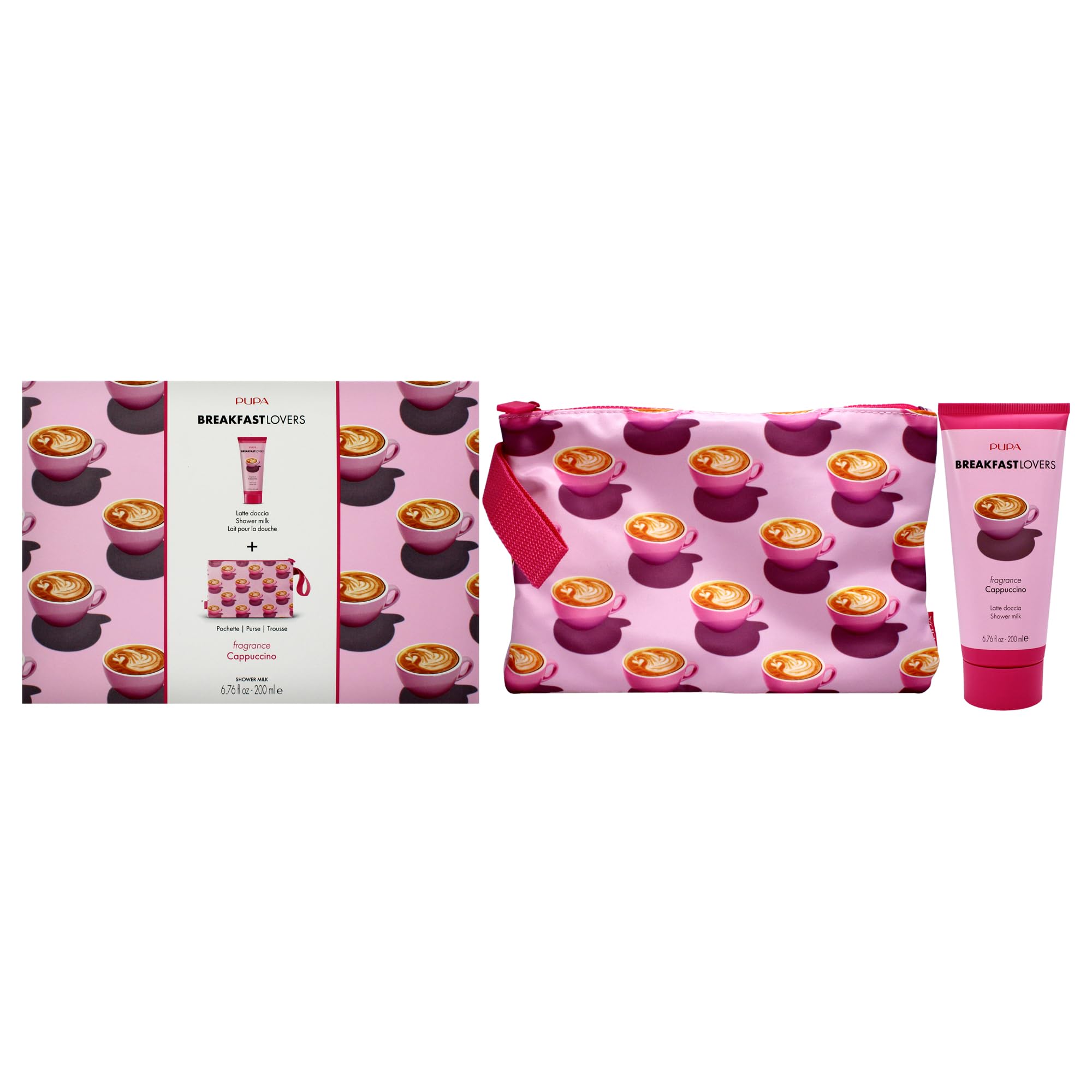 Pupa Milano Breakfast Lovers Gift Set - 2-Piece Hydrating Body Wash & Shower Milk with Cappuccino Scent | Moisturizing Skincare for Women | Perfect for Morning Shower Routine & Spa Day at Home