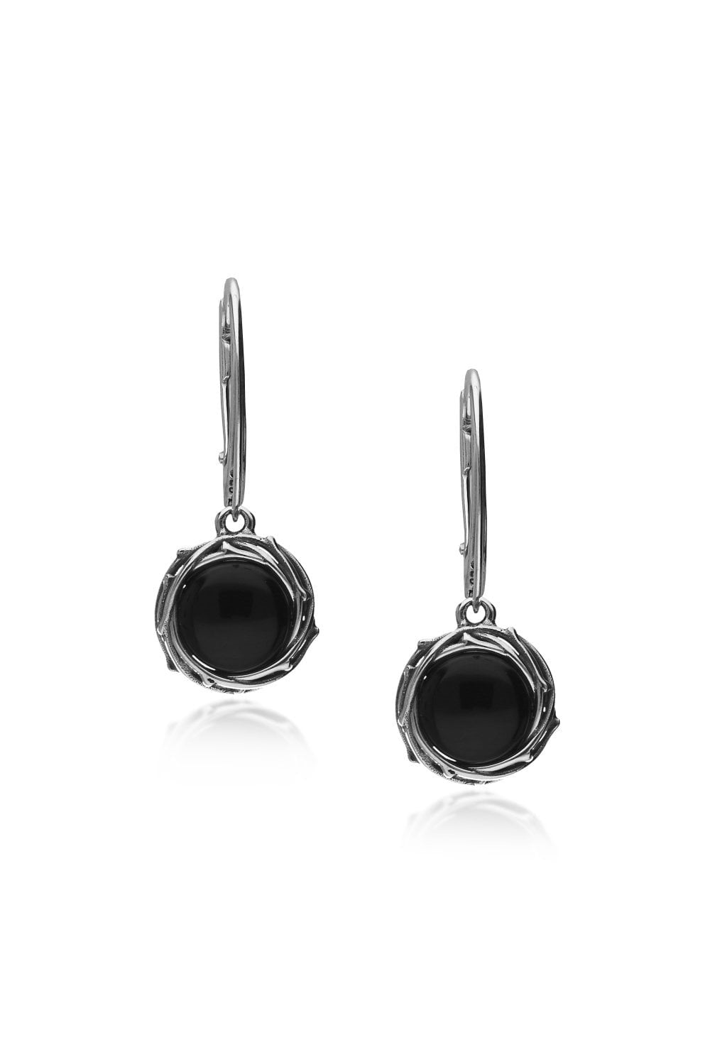 Whitby Jet Oxidized Sterling Silver Drop Earrings for Women - Elegant Gothic Jewelry for Evening Parties & Special Occasions