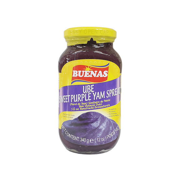 BUENAS Ube Jam (Purple Yam Spread) - 340g Jar | Premium Filipino Sweet Yam Paste for Baking, Desserts & Toast Topping | Vegan & Gluten-Free Spread