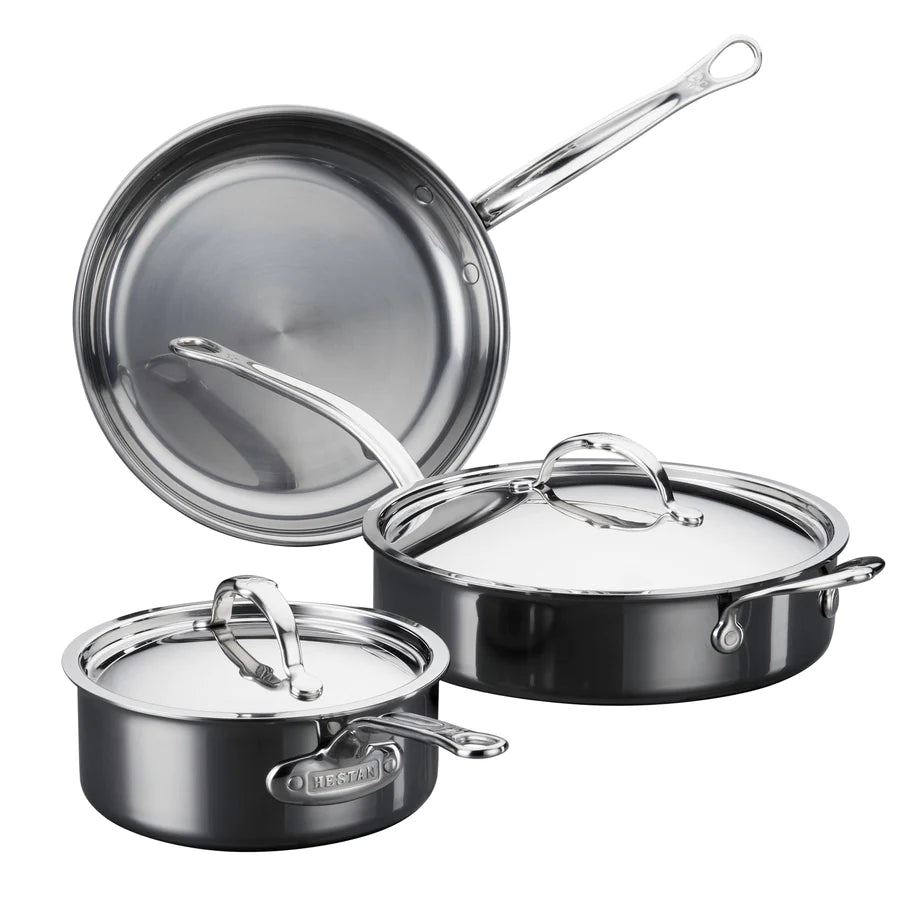Hestan Nanobond Nonstick 5-Piece Cookware Set - Premium Ceramic Coated Pots and Pans for Healthy Cooking | Perfect for Sauteing, Frying, and Everyday Meal Prep