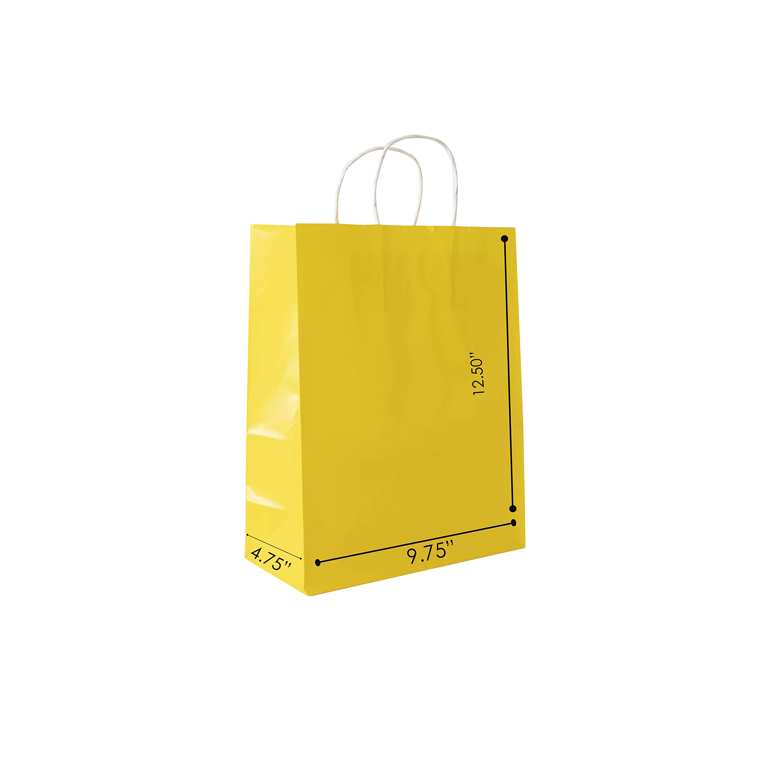 JET PAPER BAGS 10x5x12 Inch Virgin Kraft Paper Gift Bags with Twisted Handles - Bulk 250pcs (Yellow) | Eco-Friendly Recyclable Packaging for DIY, Business, Takeout, Grocery, Shopping, Retail, Parties, Crafts, Weddings & Gifts | Perfect for Merchandise, Goody Bags & Sustainable Gift Wrapping