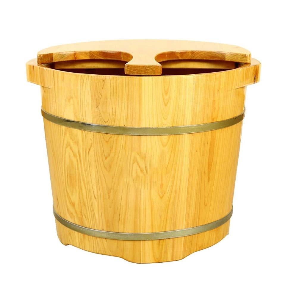 JHDDP3 Wooden Foot Spa Bath Massager with Sauna Bucket & Herbal Infusion - Relaxing Foot Soak for Home Spa, Pain Relief & Detox