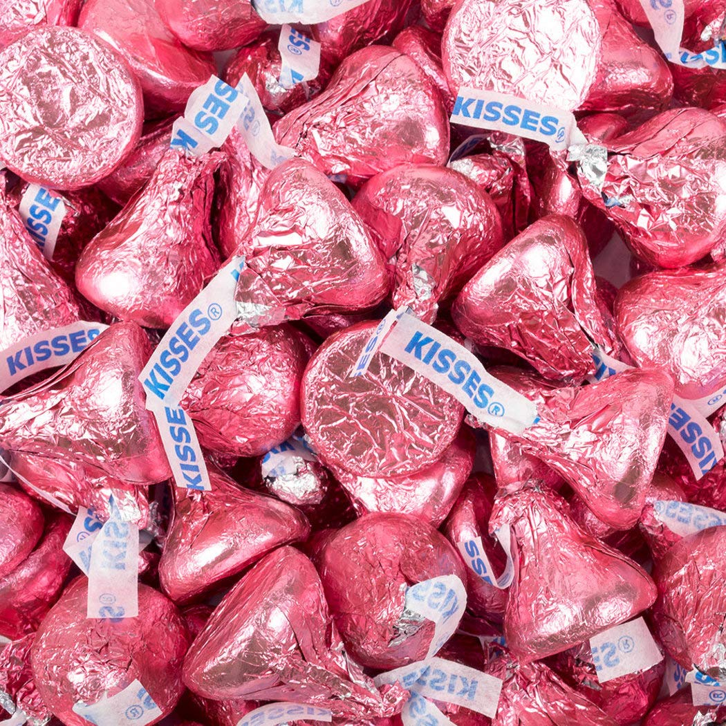 Bulk Pink Candy Kisses Chocolate - 4.16lb (Approx 400 Pieces) for Baking, Party Favors, Wedding Treats & Holiday Gifts