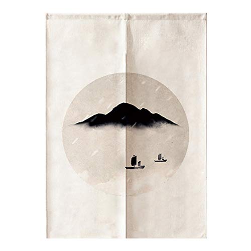 MYRU Chinese Ink Style Door Curtain - Japanese Noren Room Divider - Feng Shui Home Decor with Ink Landscape Design (33x59 Inches) - Perfect for Bedroom, Living Room & Entryway Decoration