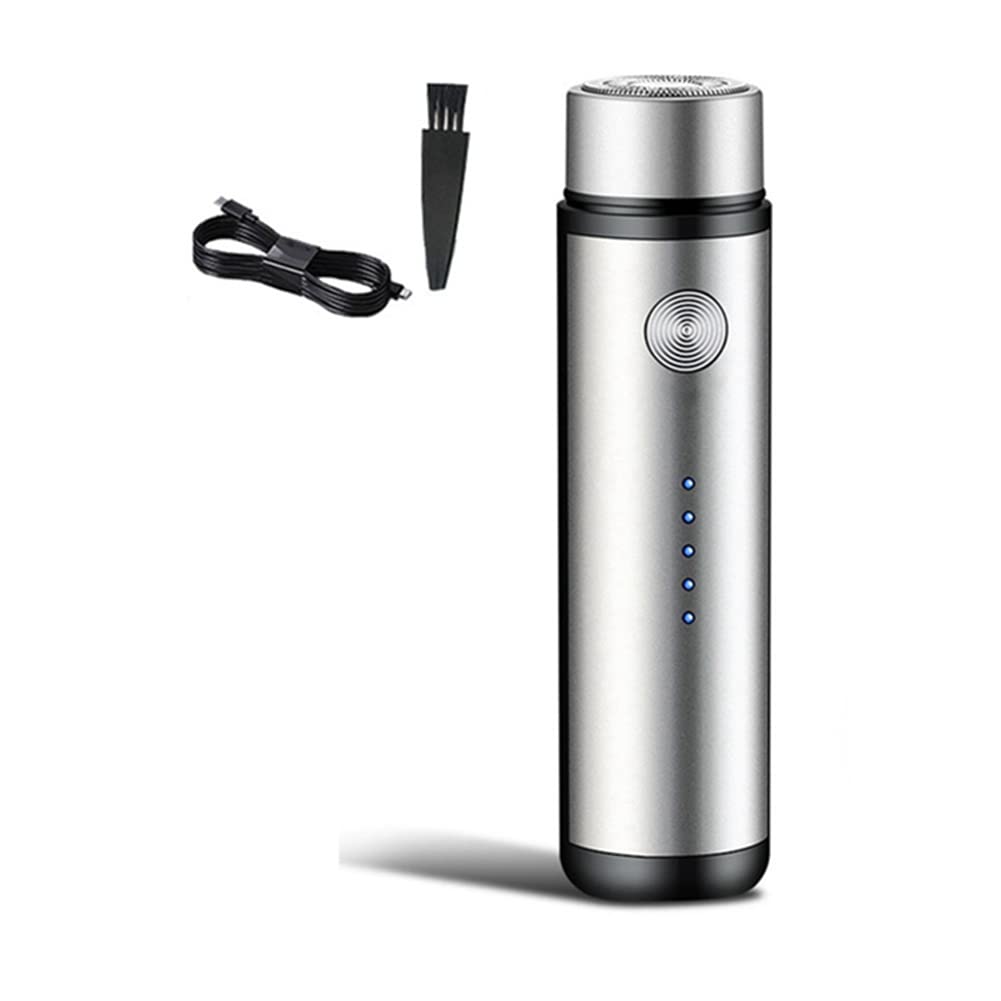 YUMIN Mini Electric Beard Trimmer for Men - USB Rechargeable, Washable & Portable Grooming Kit - Perfect for Travel, Home & Office Use (Silver)