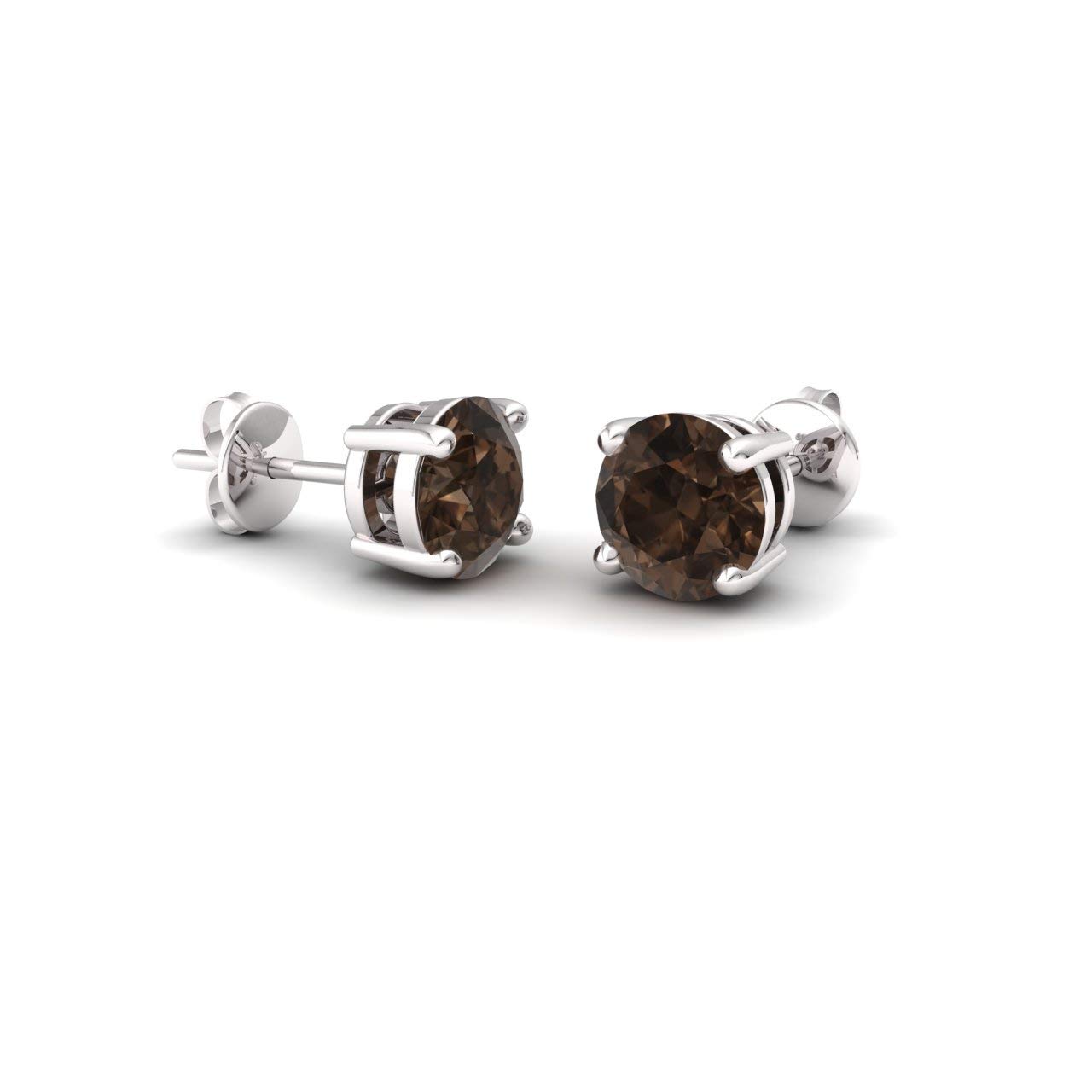 Diamondere 14K White Gold Natural Certified Gemstone Solitaire Petite Stud Earrings for Women | 0.44 Carat Diamond Earrings | Perfect for Weddings, Anniversaries & Everyday Elegance