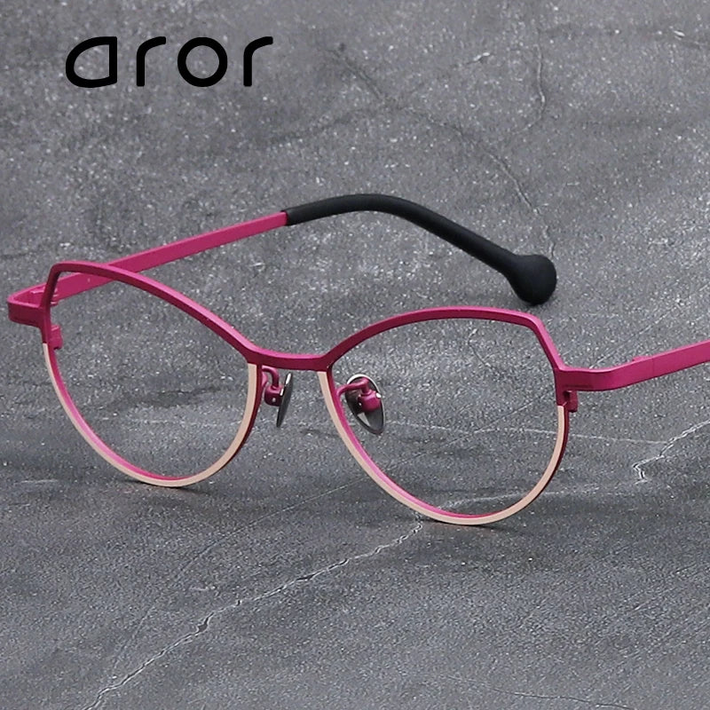 Stylish Unisex Oval Cat Eye Titanium Glasses - Lightweight Full Rim Eyewear Frame 511745 | Perfect for Office, Reading & Fashion Accessories