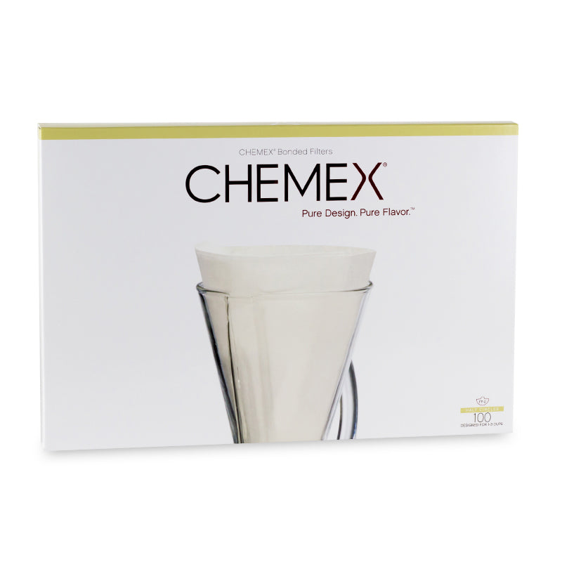 Chemex Bonded Coffee Filters FP-2 Unfolded Half Moon - Perfect for Pour Over Brewing & Specialty Coffee at Home