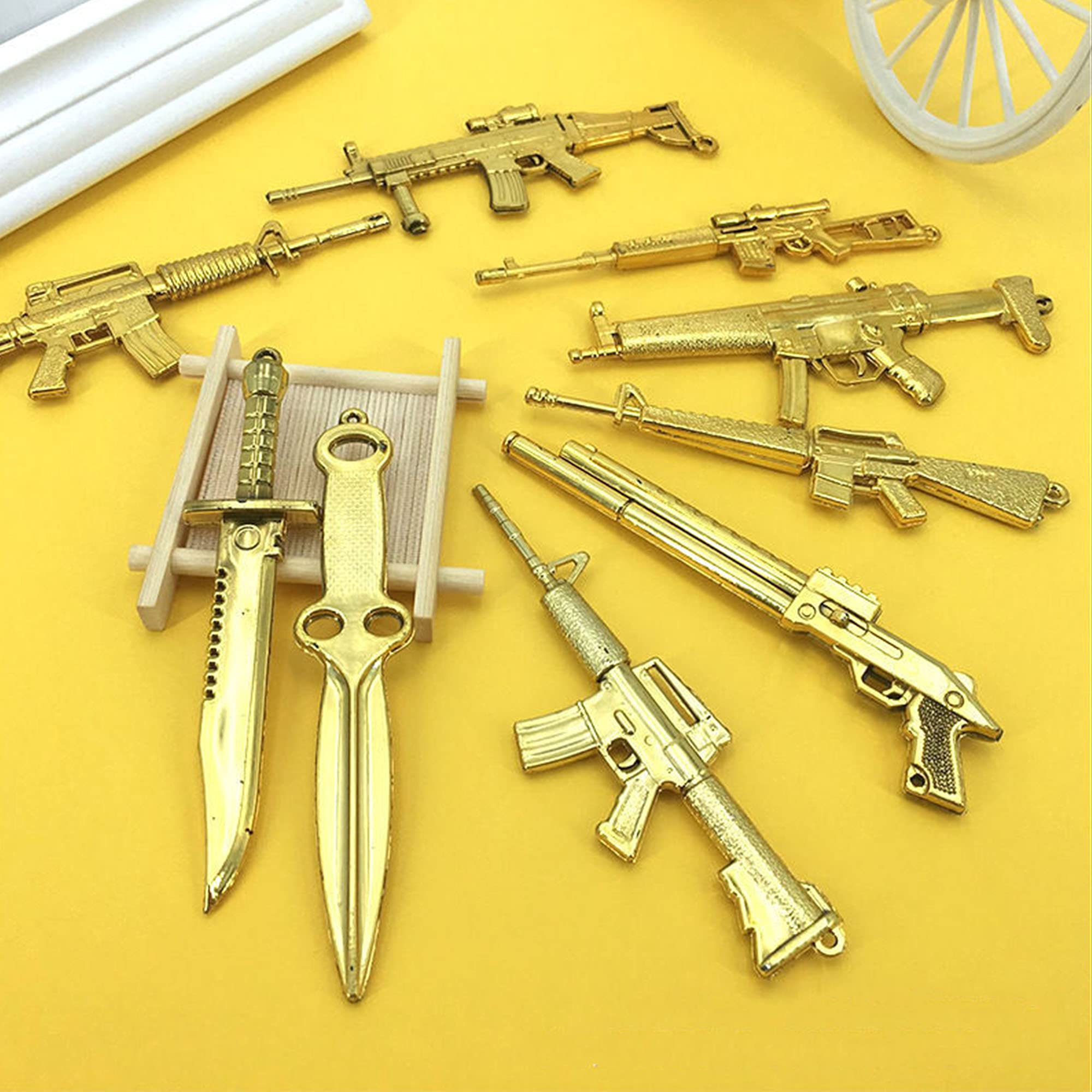 Veteran Day Movie Game Cake Toppers - 10Pcs Guns & Swords for Cupcake Decorations | Party Supplies