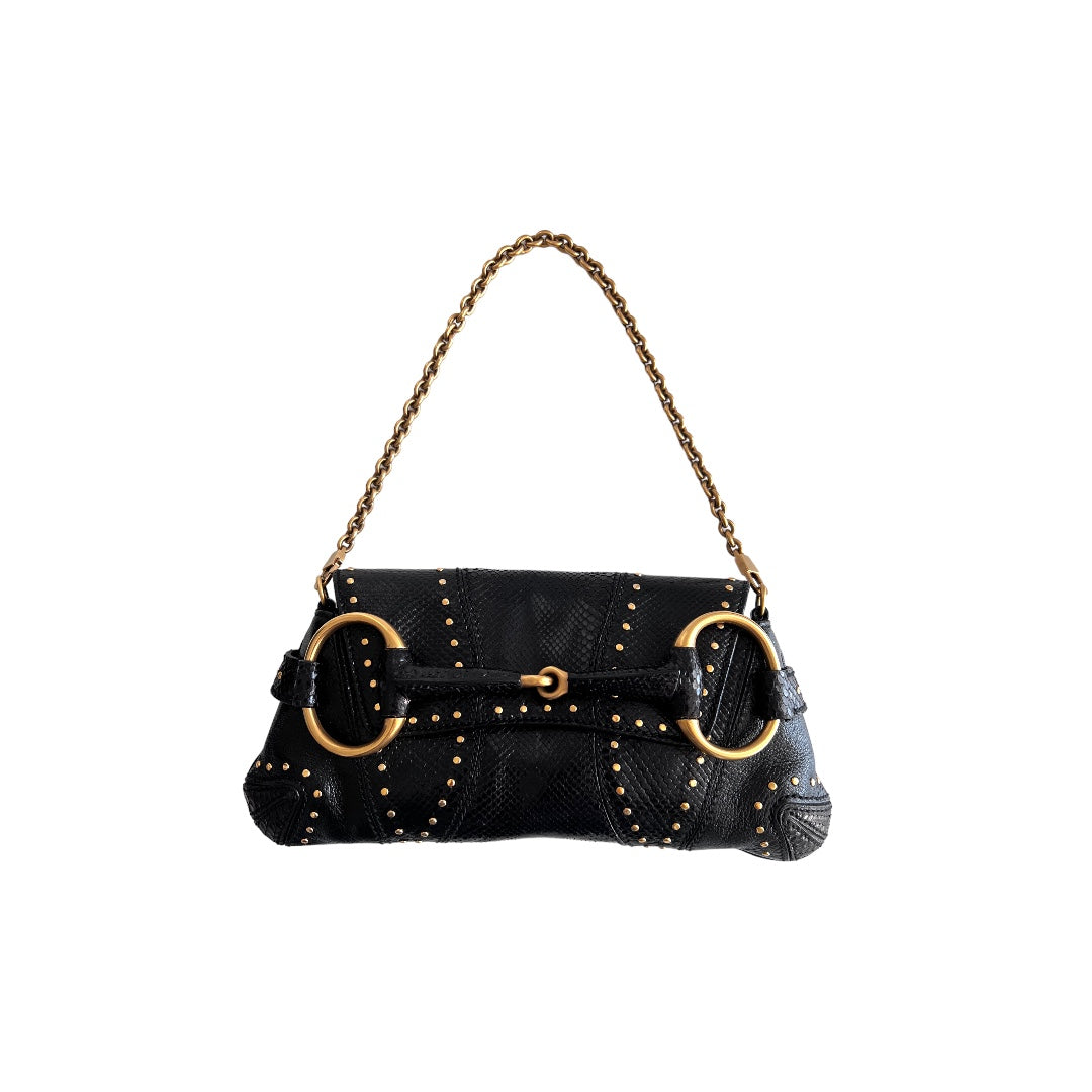 Gucci Python Skin Horsebit Chain Bag - Medium Size Luxury Handbag for Women | Perfect for Parties, Evening Events & Fashion Accessories