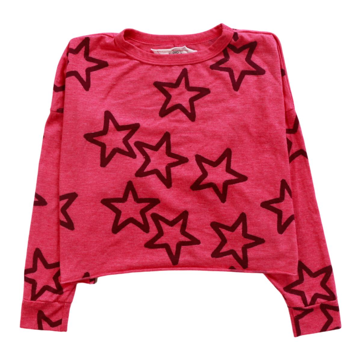 T2Love All Over Stars Fuchsia Print Women's T-Shirt - Casual Fashion Top for Everyday Wear, Street Style, and Outfits