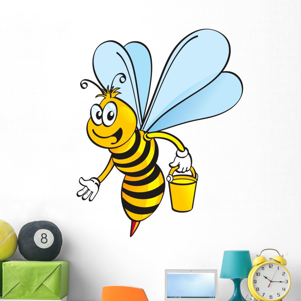 Honey Bee Wall Decal - Peel and Stick Wall Sticker (48x42 Inches) - Removable Home Decor for Nursery, Living Room & Office - WM291370