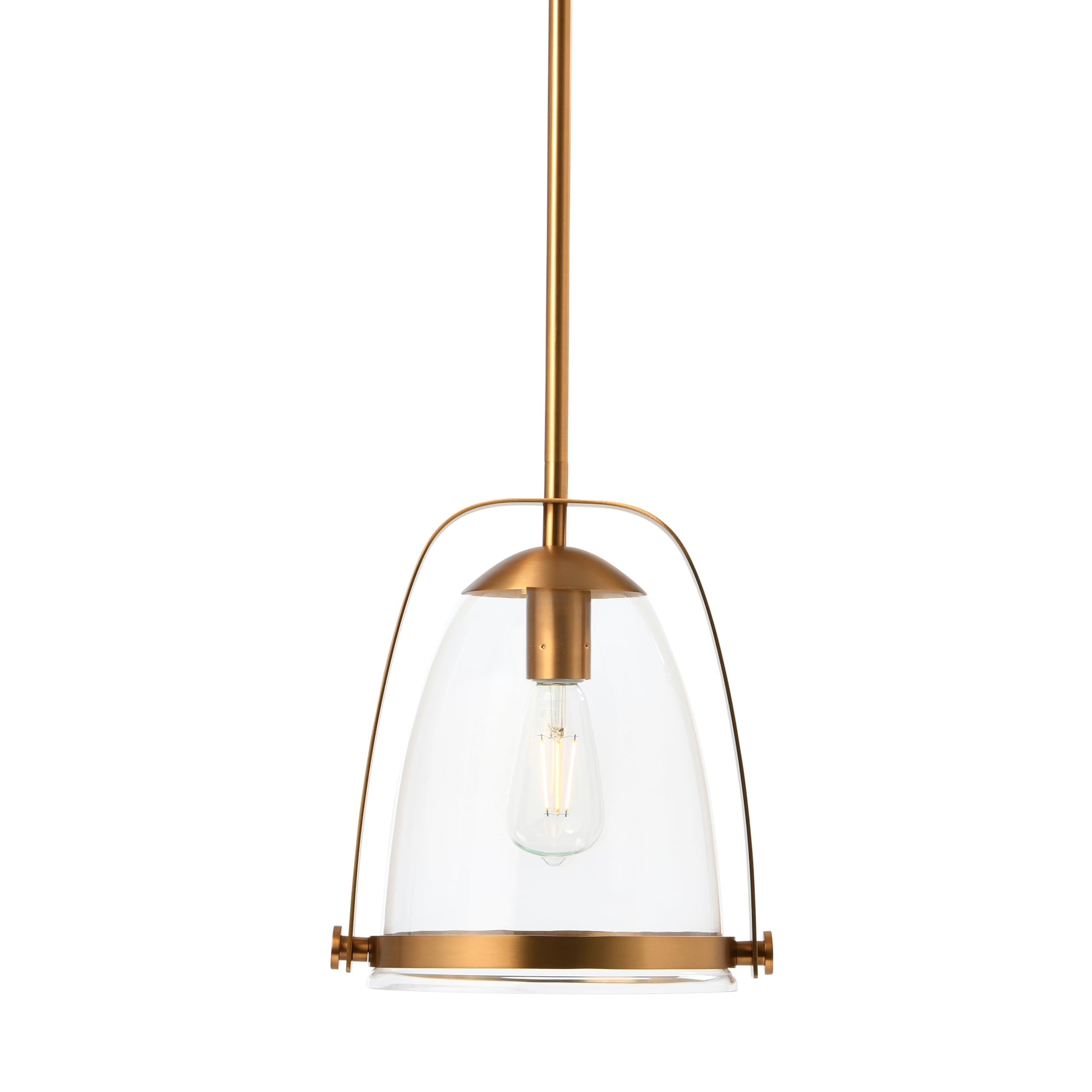 Jonah Brushed Gold Metal and Glass Ceiling Light Fixture - Modern Industrial Pendant Lighting for Dining Room, Kitchen Island & Bedroom