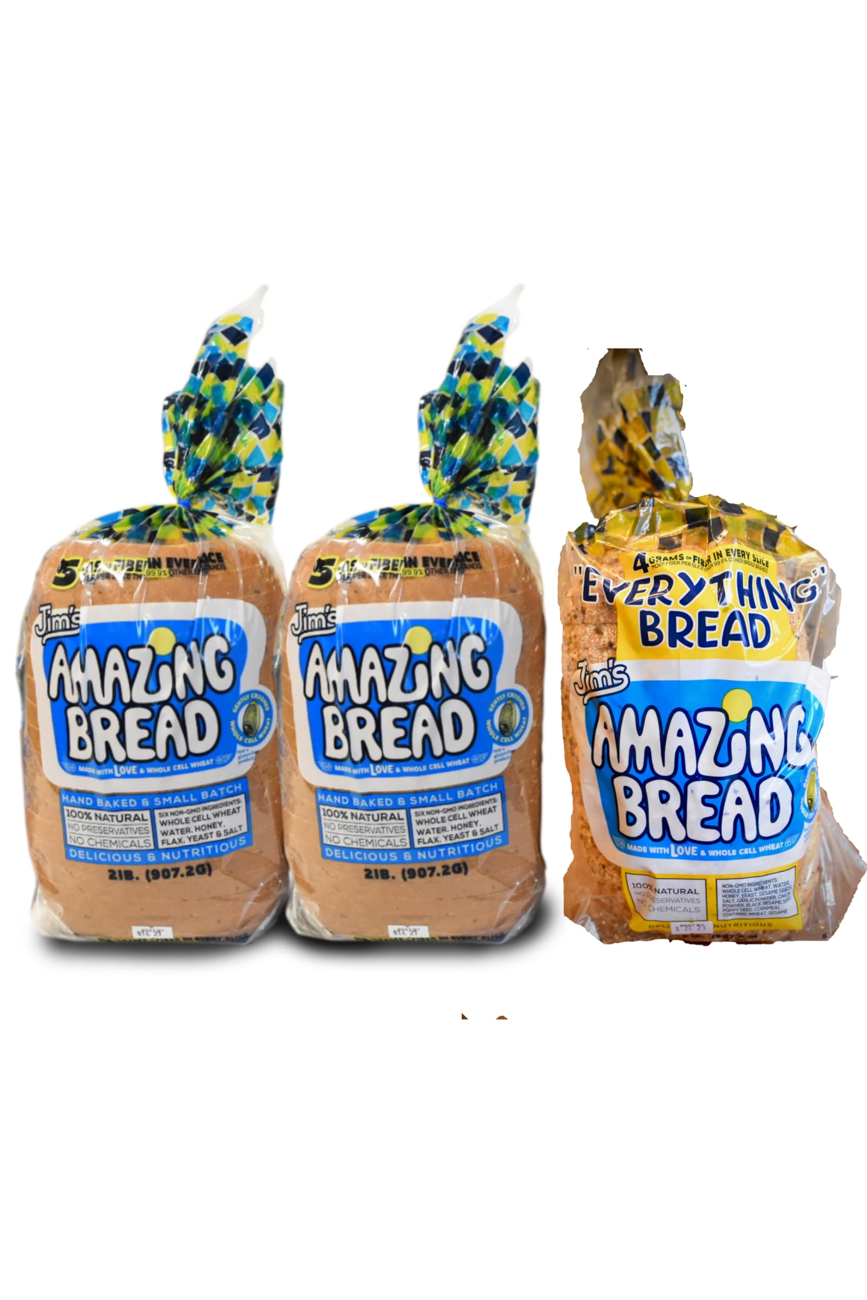 Jim's Amazing Everything Bread Combo - 3 Pack Whole Grain Wheat Bread | All Natural, No Preservatives | 2lb Loaves for Sandwiches, Toast & Family Meals