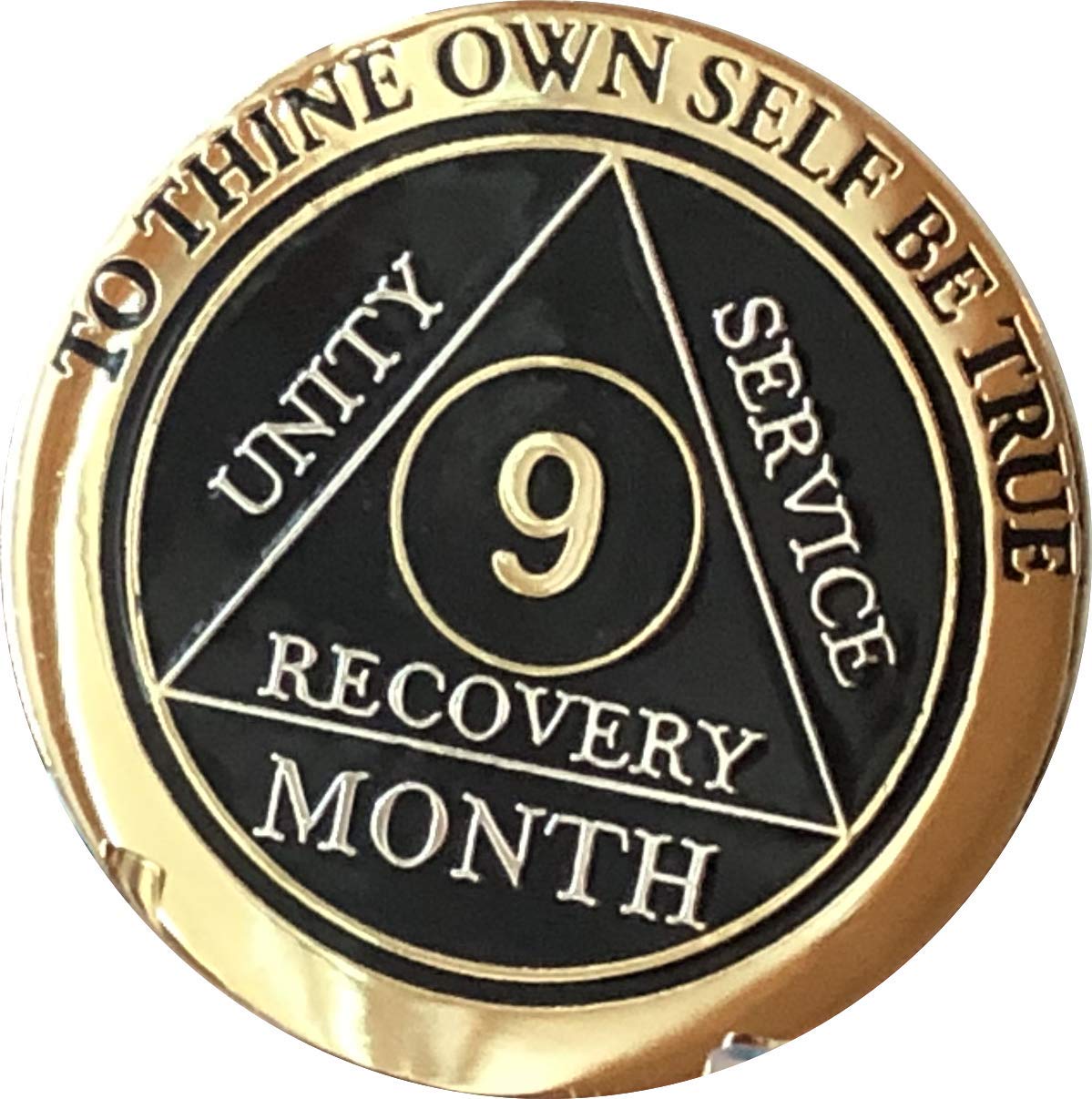 9 Month AA Medallion - Elegant Black Gold & Silver Plated Chip for Baby Milestones, Baptism Gifts & Keepsake Jewelry