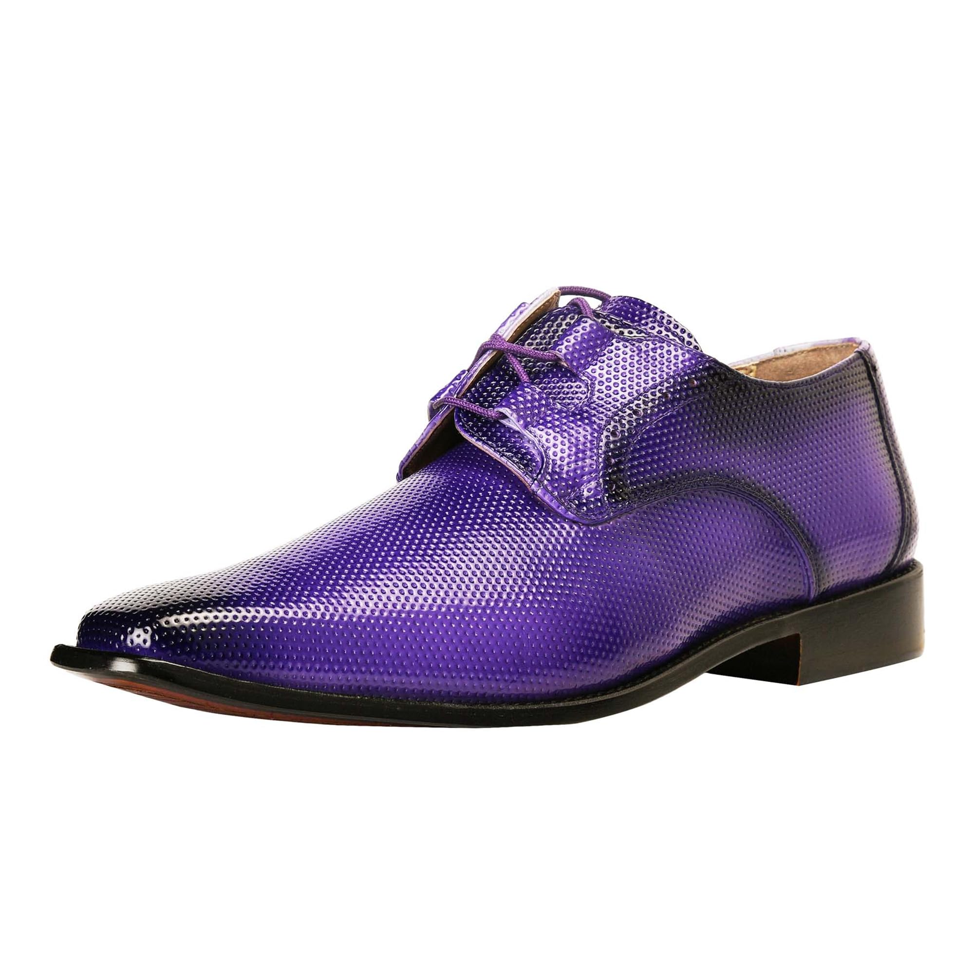 **LibertyZeno Men's Genuine Leather Oxford Dress Shoes - Slip On & Lace Up, Plain & Animal Print (Purple) - Formal & Prom Shoes for Easter Gifts, Weddings, Business & Special Occasions**