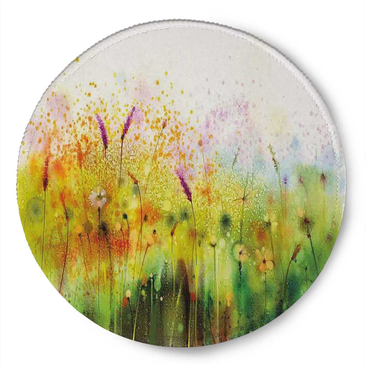 Premium Non-Slip Round Mouse Pad with Stitched Edge - 2 Pack Violet Garden Flower Design (7.9×7.9×0.12 inches) for Office Work, Gaming & Home Computer Use