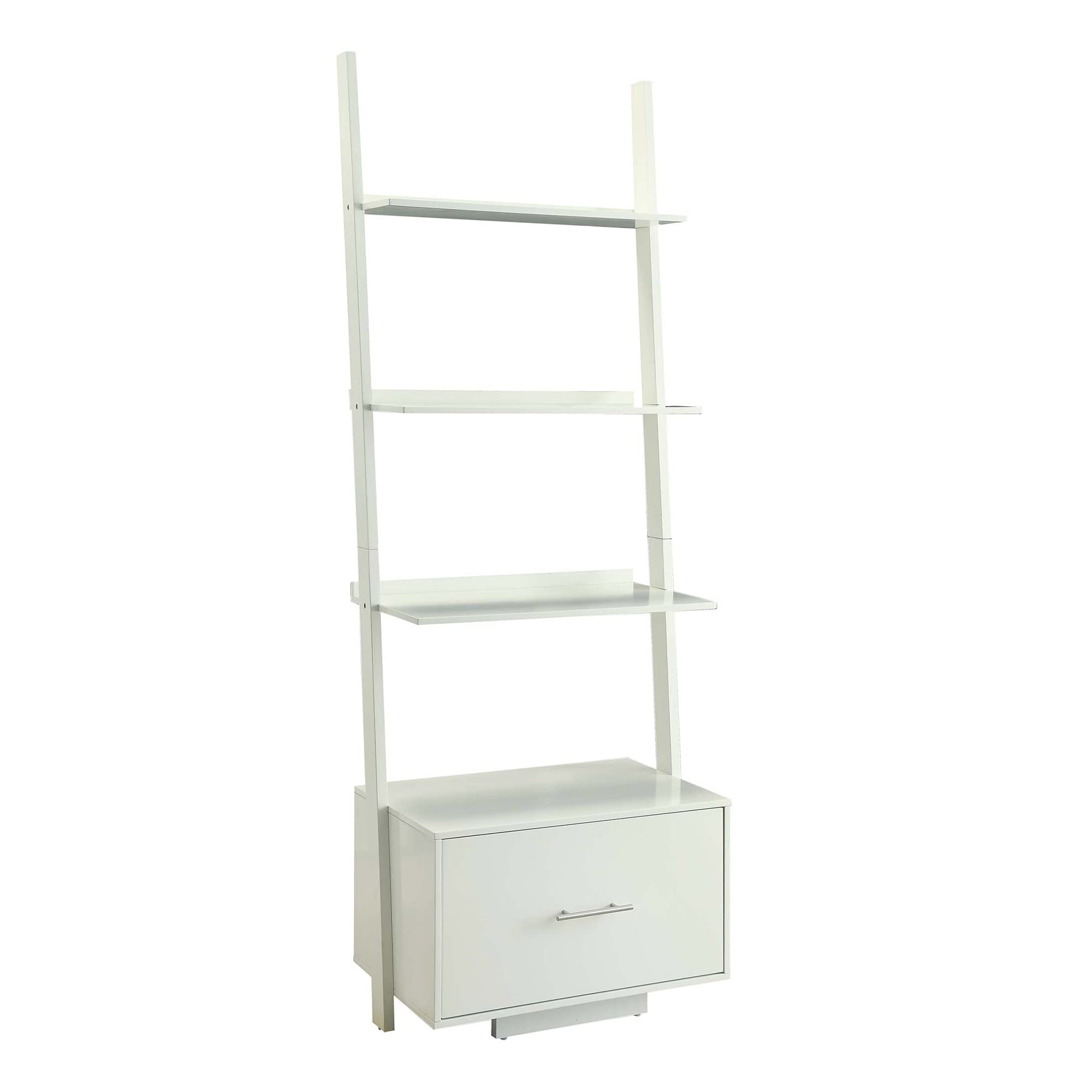 Ergode American Heritage Ladder Bookshelf with File Drawer - Rustic Wooden Bookcase for Home Office, Living Room & Bedroom Storage Organization