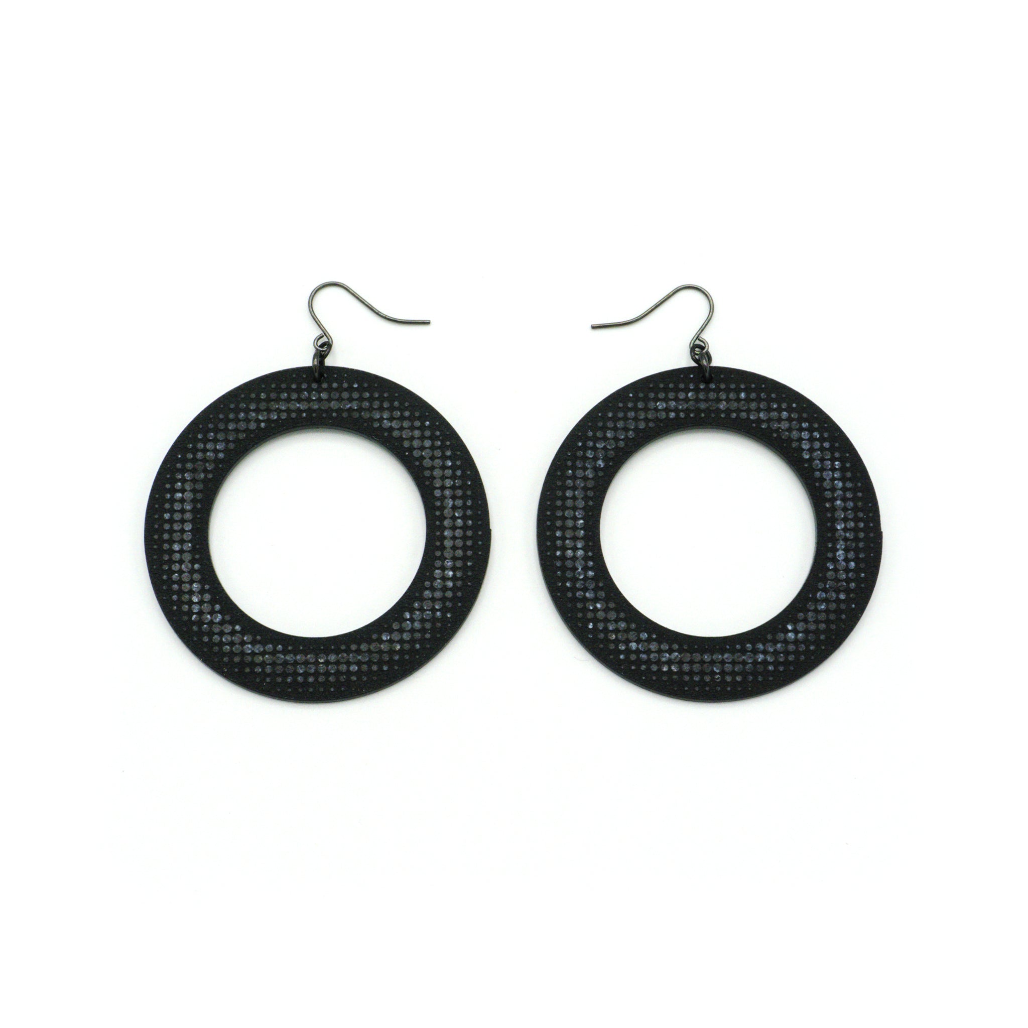 Loops 'Halftone (R)' Acrylic Earrings - Black Galaxy & Black | Trendy Statement Jewelry for Women, Perfect for Parties & Everyday Wear