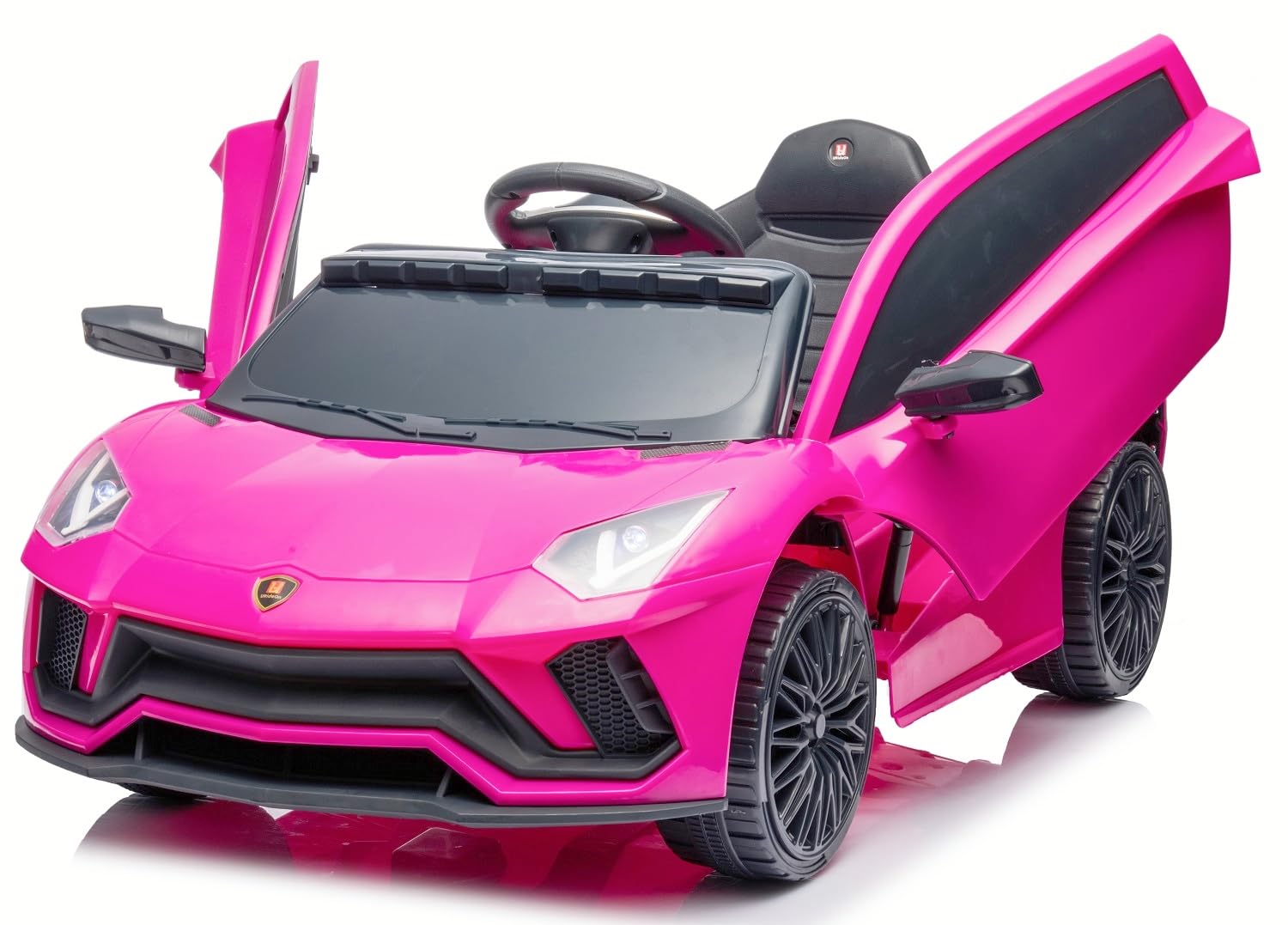 12V Kids Electric Ride On Car with Parent Remote Control - Battery Powered Toy Sports Car for Boys & Girls, 2 Speed Modes, MP3 Player & Hydraulic Doors (Pink) - Perfect for Birthday Gifts, Outdoor Play & Backyard Fun