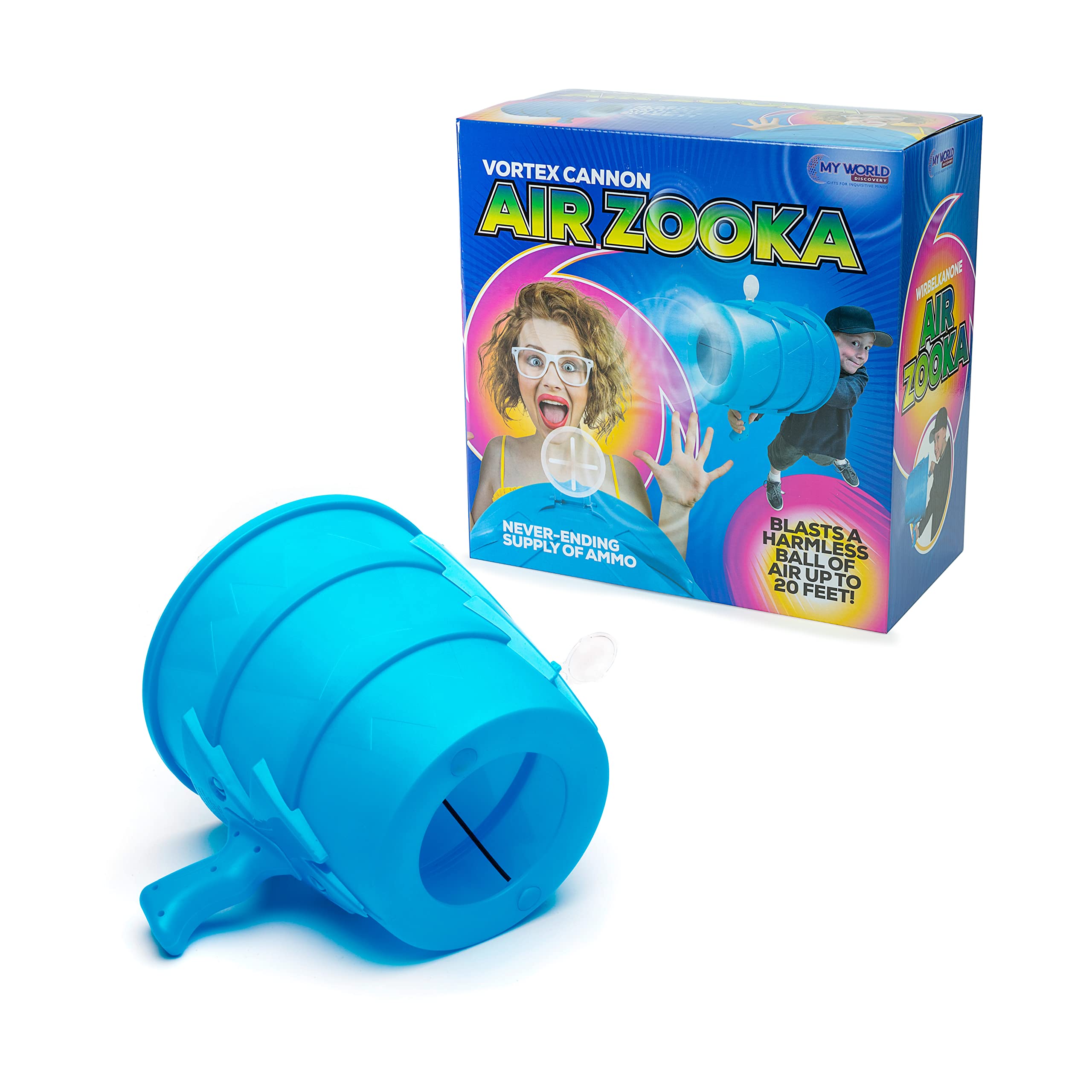 Airzooka Air Blaster Toy - Fun Air Cannon for Kids & Adults Age 6+ - Powerful Airflow for Indoor & Outdoor Play - Blue - Perfect for Parties, Backyard Games and Classroom Activities