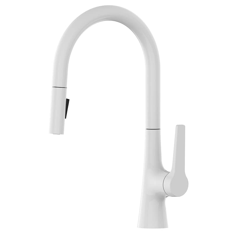 OMOONS Kitchen Faucet with Pull Down Sprayer, Single Handle Deck Mounted Mixer Tap in Gunmetal Gray, Cold and Hot Water Function, Perfect for Modern and Farmhouse Style Kitchens