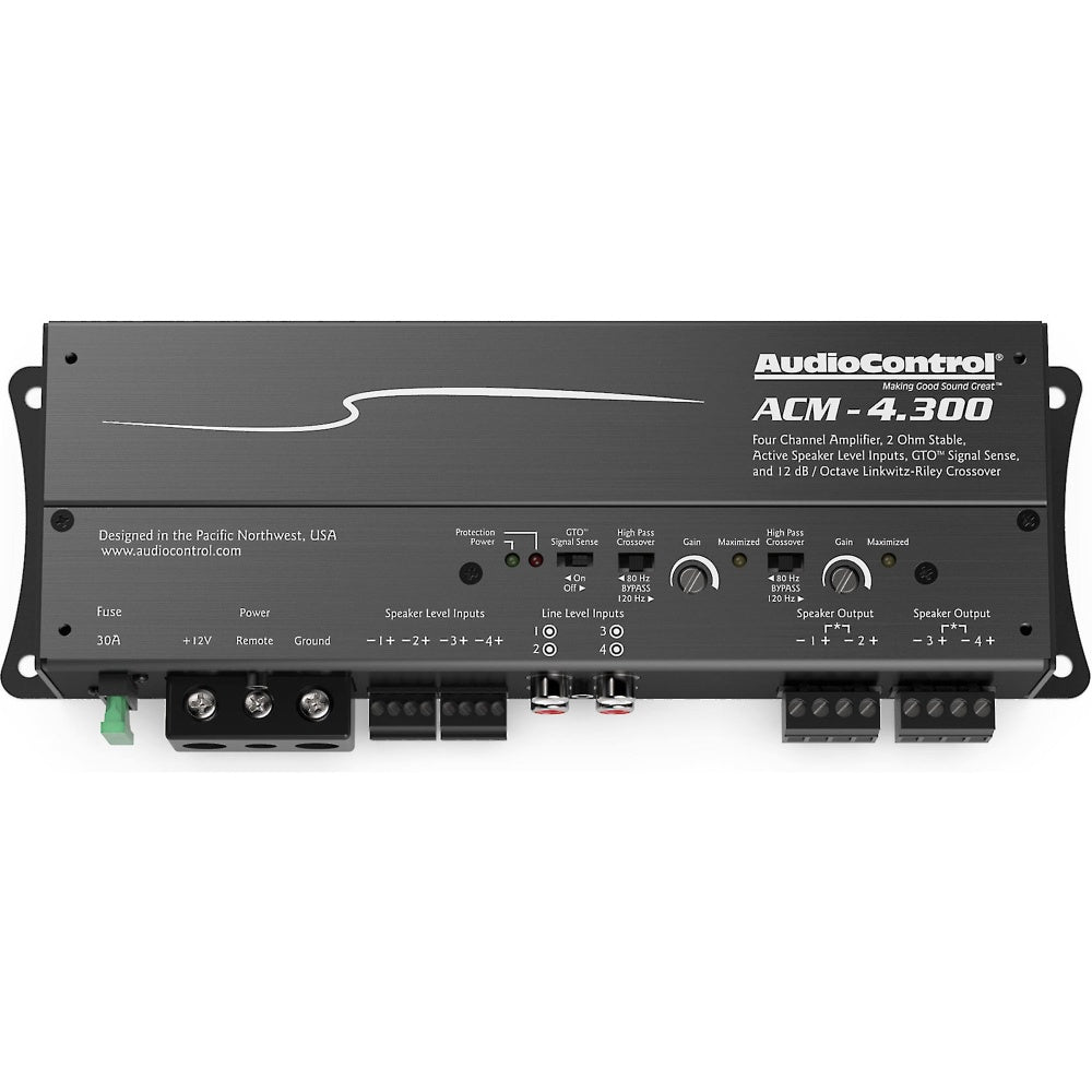 AudioControl ACM4.300 300W RMS 4-Channel Class D Car Amplifier - 2 Ohm Stable for Powerful Car Audio System | Perfect for Car Stereo Upgrades, Bass Boost & Multi-Speaker Setups