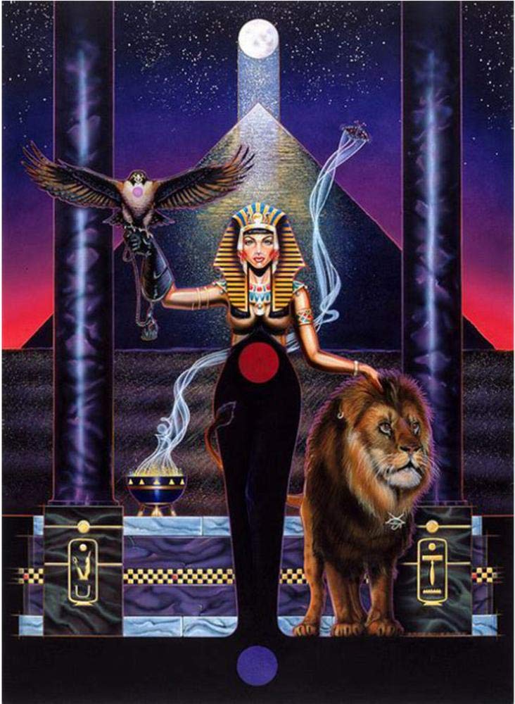 ENCHYS 5D Diamond Painting Kit for Adults and Kids - Egyptian Queen Lion Rhinestone Mosaic Art (50x60cm) | DIY Cross Stitch Embroidery | Home Decor, Gift Idea, Stress Relief Activity