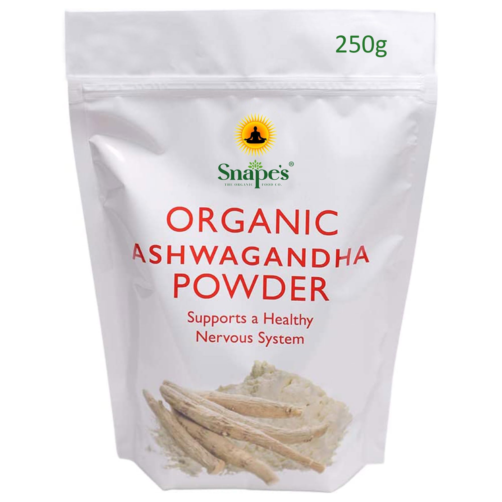 Organic Raw Ashwagandha Powder by Snape - 250g | USDA Certified, Stress Relief & Energy Boost | Perfect for Smoothies, Tea & Wellness Routines