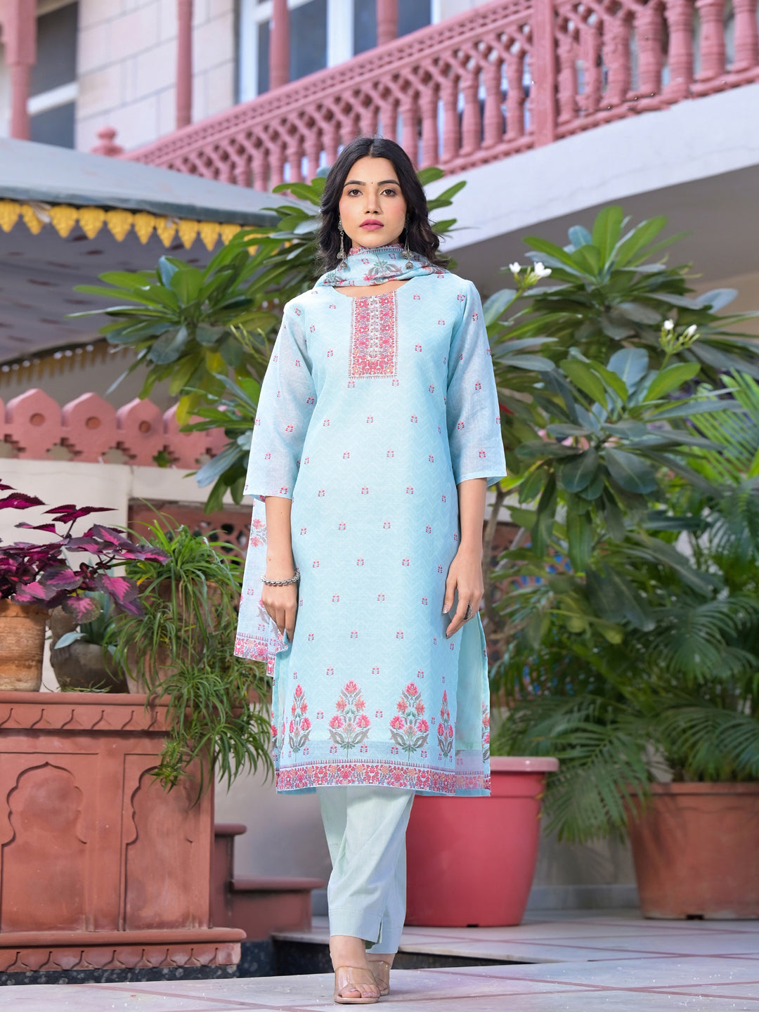 Stylish Blue Printed Pant Suit for Women - Fashionable Designer Outfit for Office Wear, Parties & Special Occasions