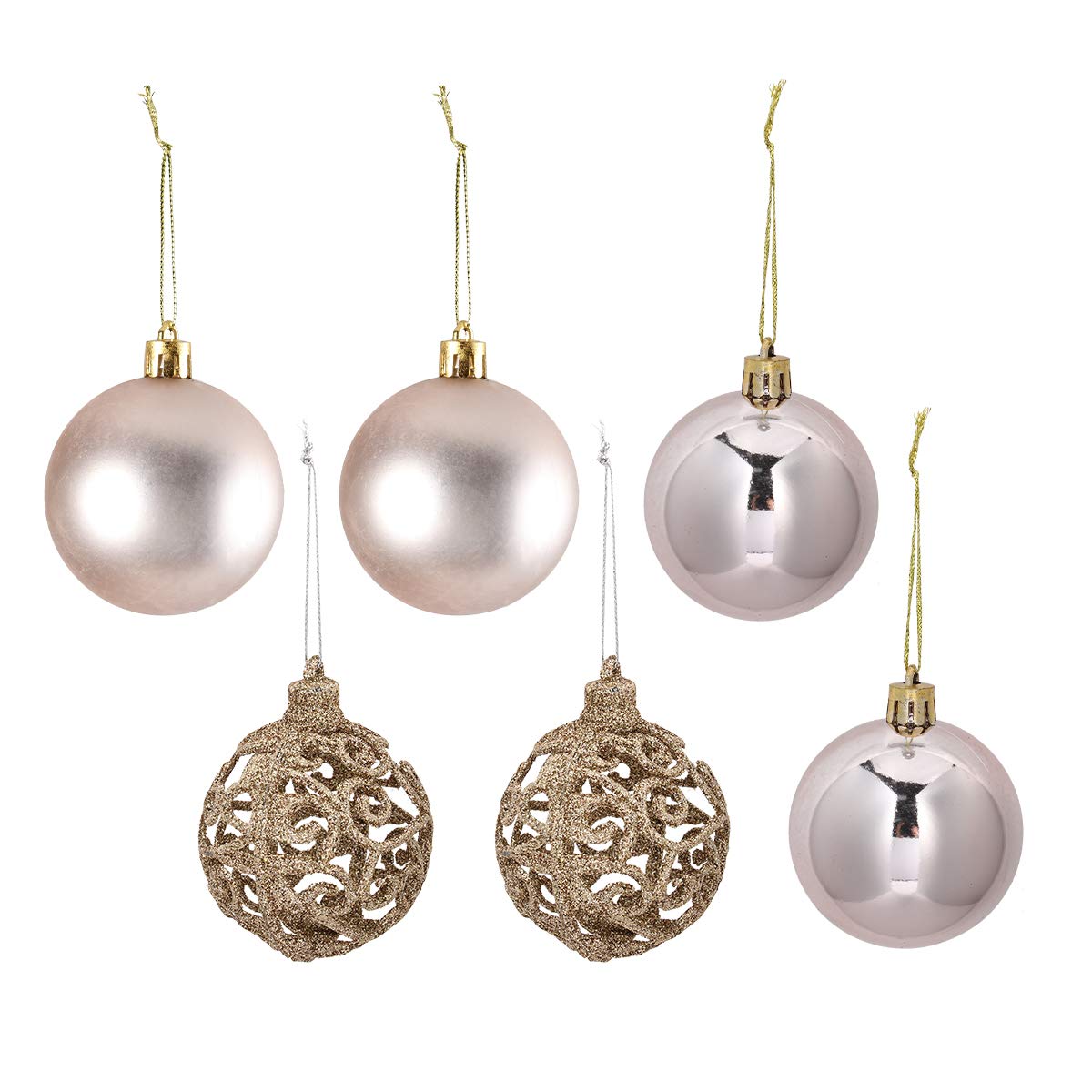 6Pcs Christmas Tree Hanging Ornaments - Shatterproof Decorative Balls for Xmas Tree, Home, Mall & Party Decorations | Perfect for Holiday Decor, Gift Exchange & Festive Celebrations