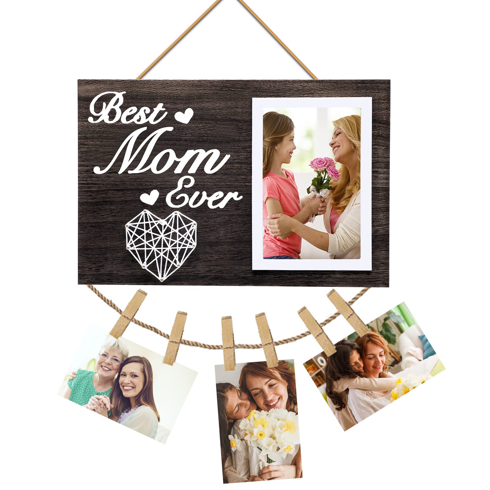 EYOUBE Unique Wooden Photo Frame 4x6 - Best Mother's Day & Birthday Gift for Mom from Daughter or Son - Perfect for Displaying Cherished Memories in Living Room, Bedroom or Office