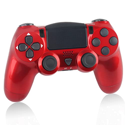 JIEREAMKA Wireless PS4 Controller with Built-in Speaker & Stereo Headset, Multi-Touch Pad - Compatible with PS4/Pro/Slim Console (Red) - Perfect for Gaming, Streaming & Multiplayer Sessions