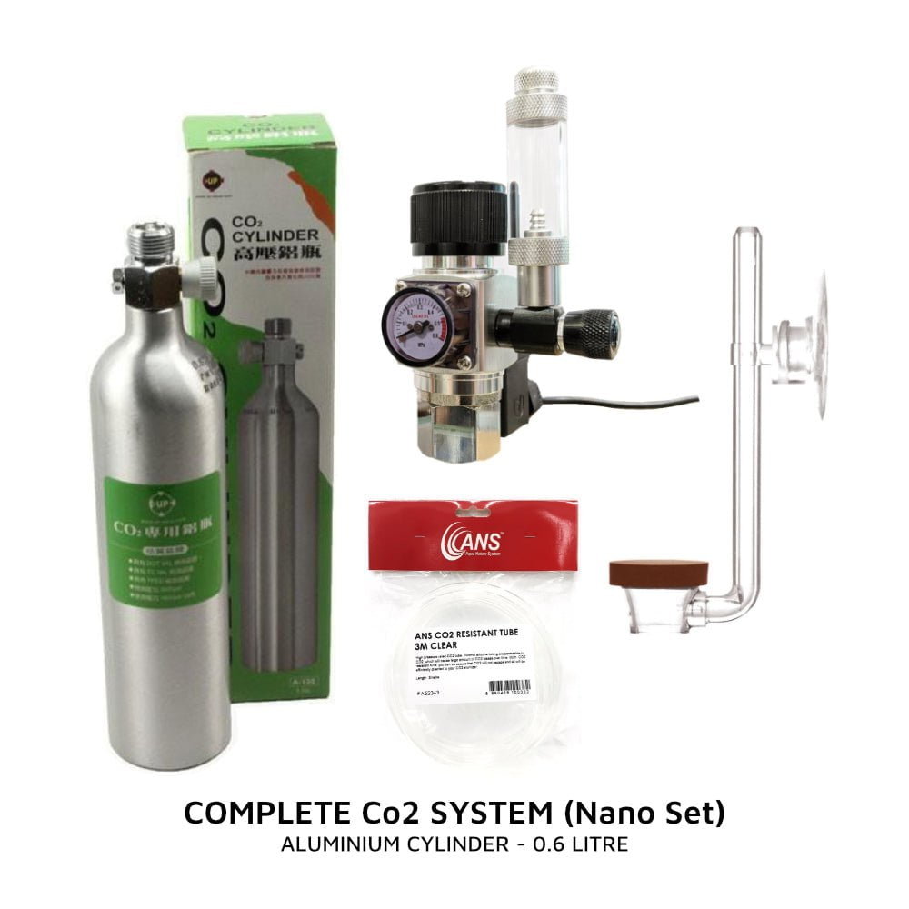 Complete CO2 System for Aquarium Plants - Nano Set (0.6L/1L) | CO2 Regulator with Bubble Counter & Diffuser | Perfect for Small Fish Tanks & Planted Aquariums