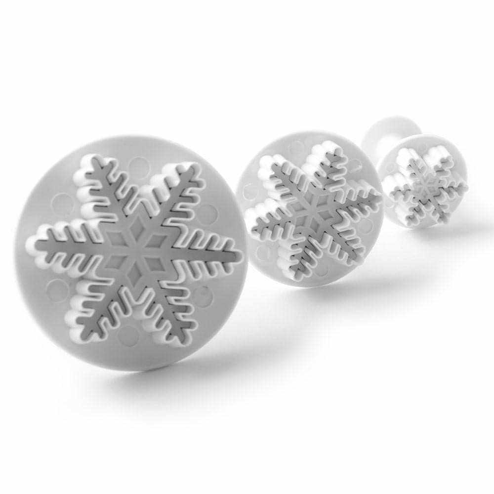 3-Piece Snowflake Cookie Cutter Set - Stainless Steel Winter Holiday Baking Decorations for Christmas, Halloween, and DIY Crafts