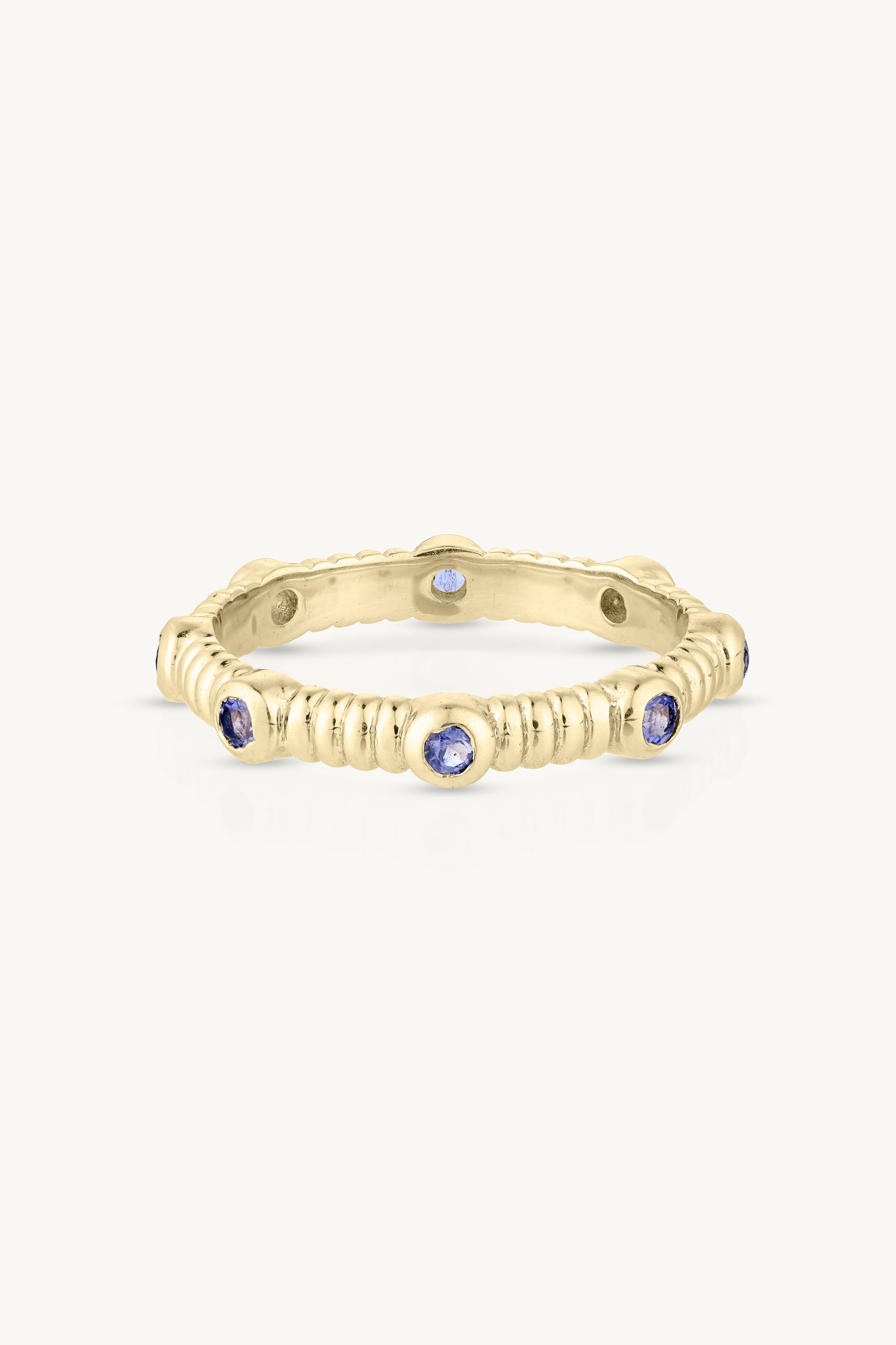 Asymmetric Iolite Gold Stacker Ring for Women - Elegant Stackable Jewelry for Everyday Wear & Special Occasions