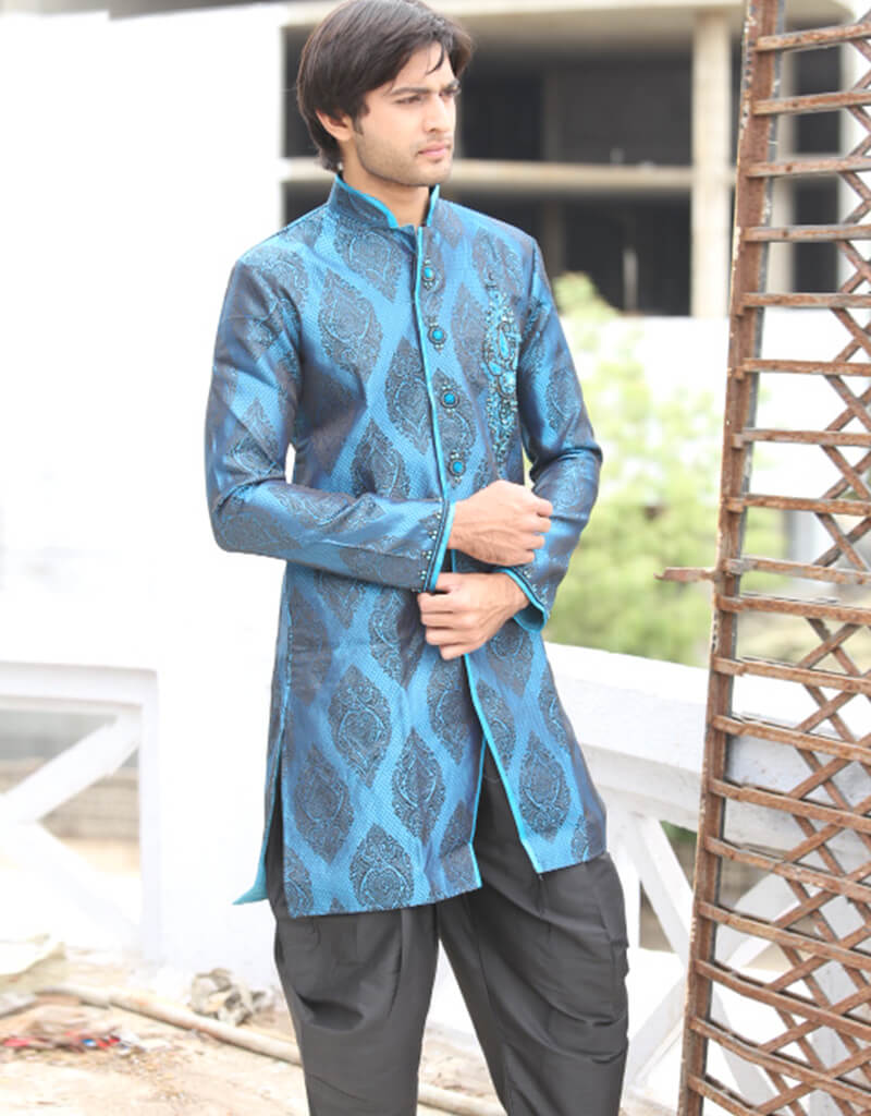 Blue Indo Western Kela Brocade Dhoti Pants - Traditional Indian Ethnic Wear for Men - Perfect for Weddings, Festivals & Cultural Events