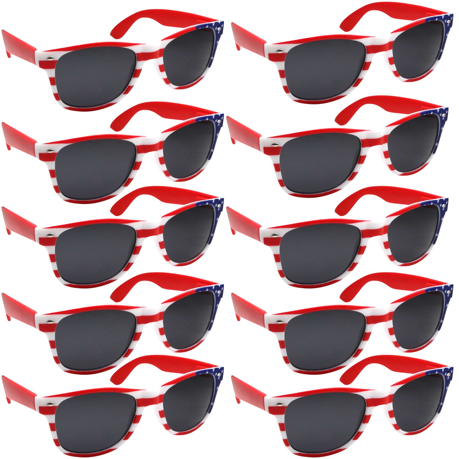 Wholesale 80s Retro Style Sunglasses - 10 Pack Bulk Unisex Promotional Sunglasses for Parties, Events & Giveaways