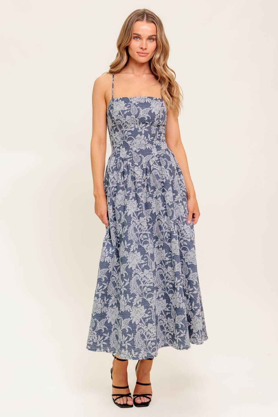 Stylish Denim Blue Midi Dress for Women - Trendy Casual & Party Wear - Perfect for Everyday Outfits, Date Nights & Office Attire