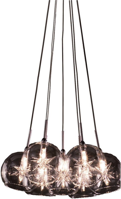 12W Starburst 7-Light Pendant Light Fixture in Satin Nickel Finish - Perfect for Dining Room, Kitchen Island, or Entryway Lighting