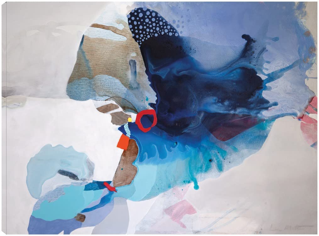 Ocean Tides Abstract Canvas Wall Art - 32x24 Inch Modern Coastal Painting by Lina Alattar - Ready to Hang Stretched Canvas for Living Room, Bedroom, Office Decor - Perfect for Beach House, Nautical & Coastal Interior Design