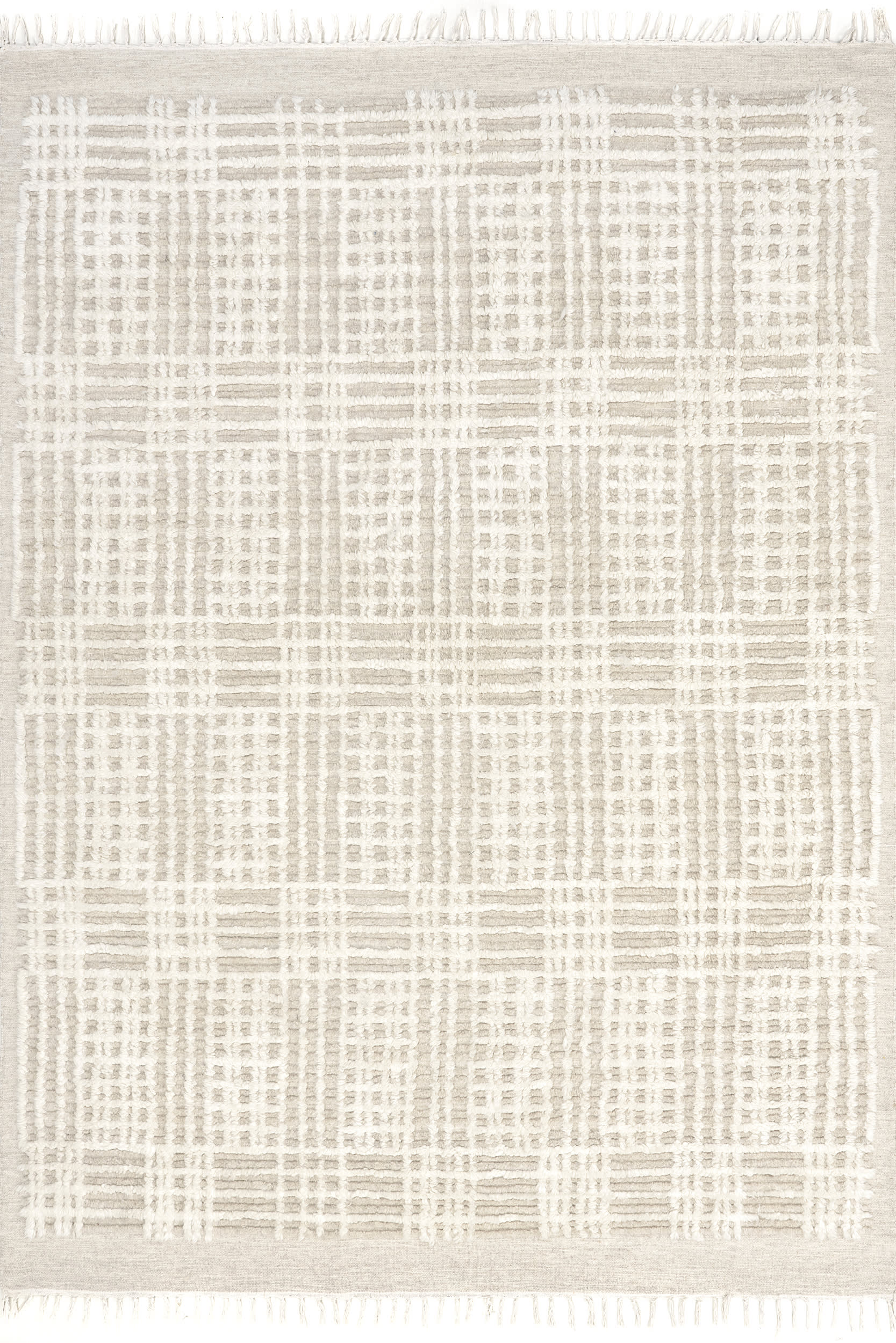 Crissy Crosshatch Shag Rug - Soft Plush Beige Area Rug for Living Room, Bedroom & Nursery | Cozy Home Decor