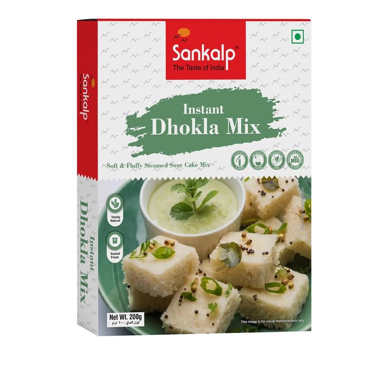 Sankalp Instant Dhokla Mix 200g - Authentic Gujarati Snack Mix for Soft & Fluffy Dhokla - Ready in Minutes - Perfect for Breakfast, Tea Time & Indian Festive Occasions