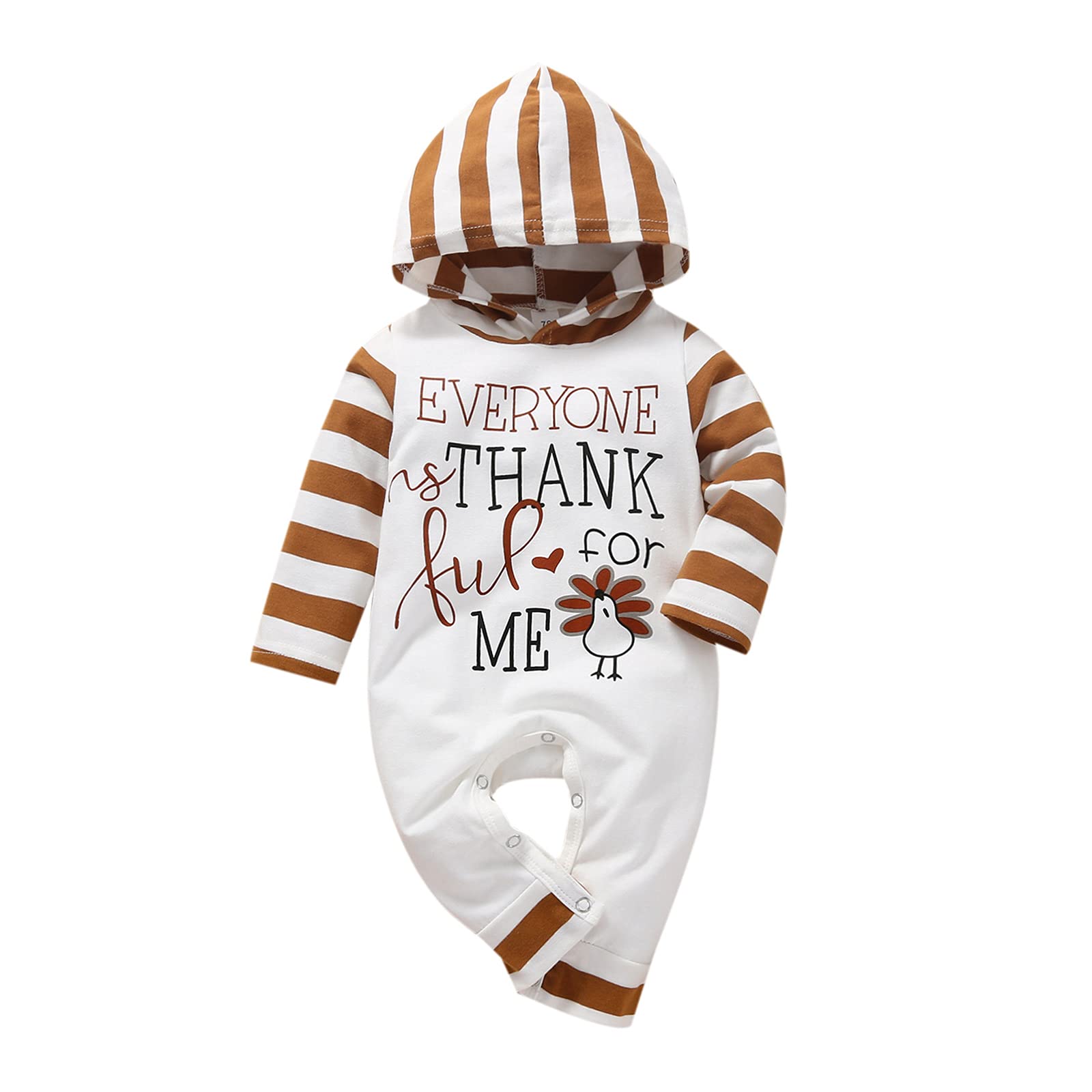 Adorable Baby Girl Newborn Fall Romper Outfit - Striped Hooded Thanksgiving Onesie & Going Home Outfit for Infants - Perfect for Family Gatherings, Photo Shoots & Special Occasions