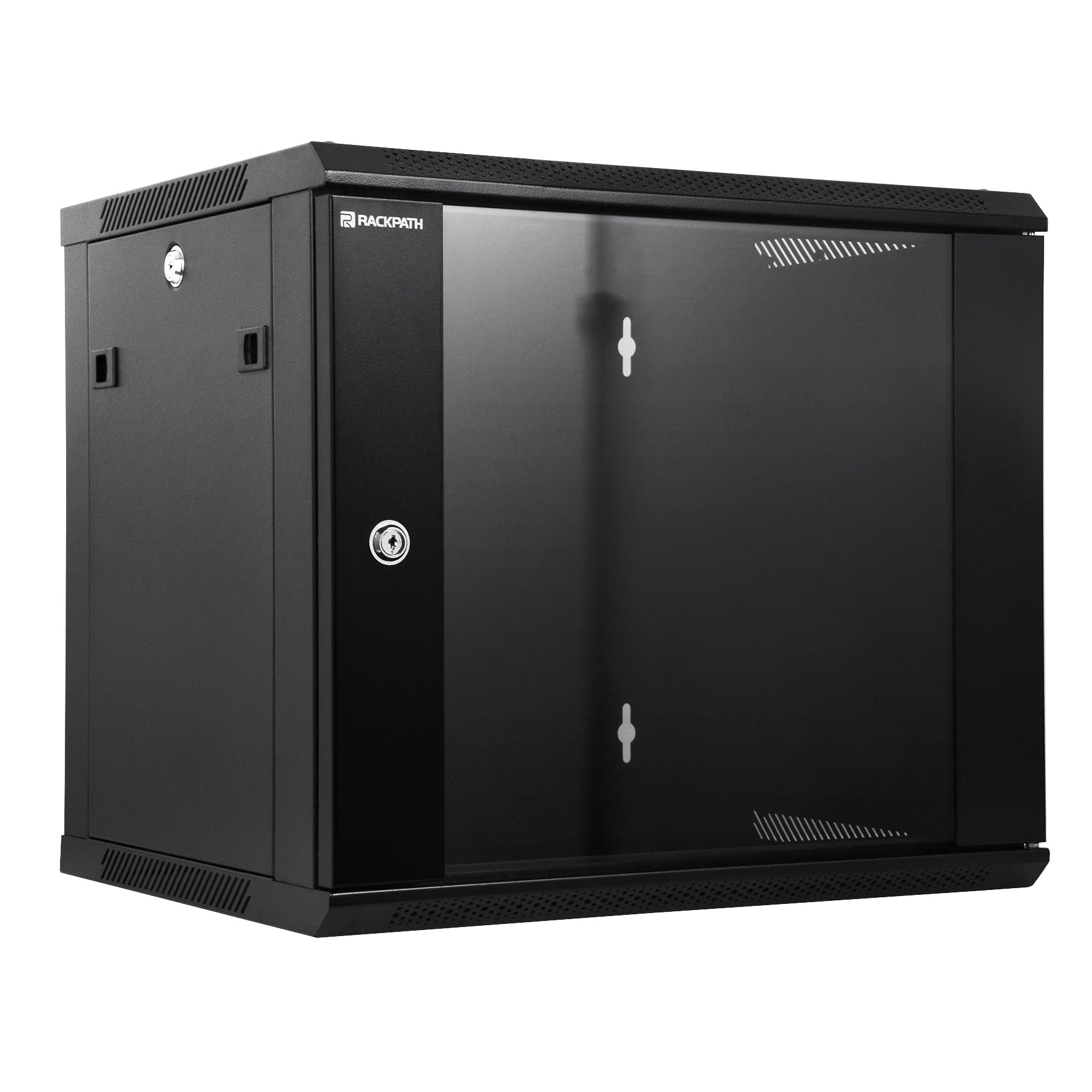 9U Wall Mount Server Cabinet - Heavy Duty Network Rack Enclosure with Quiet Cooling Fans, Locking Tempered Glass Door (Black) - Ideal for Data Centers, Server Rooms & Home Office Network Setup
