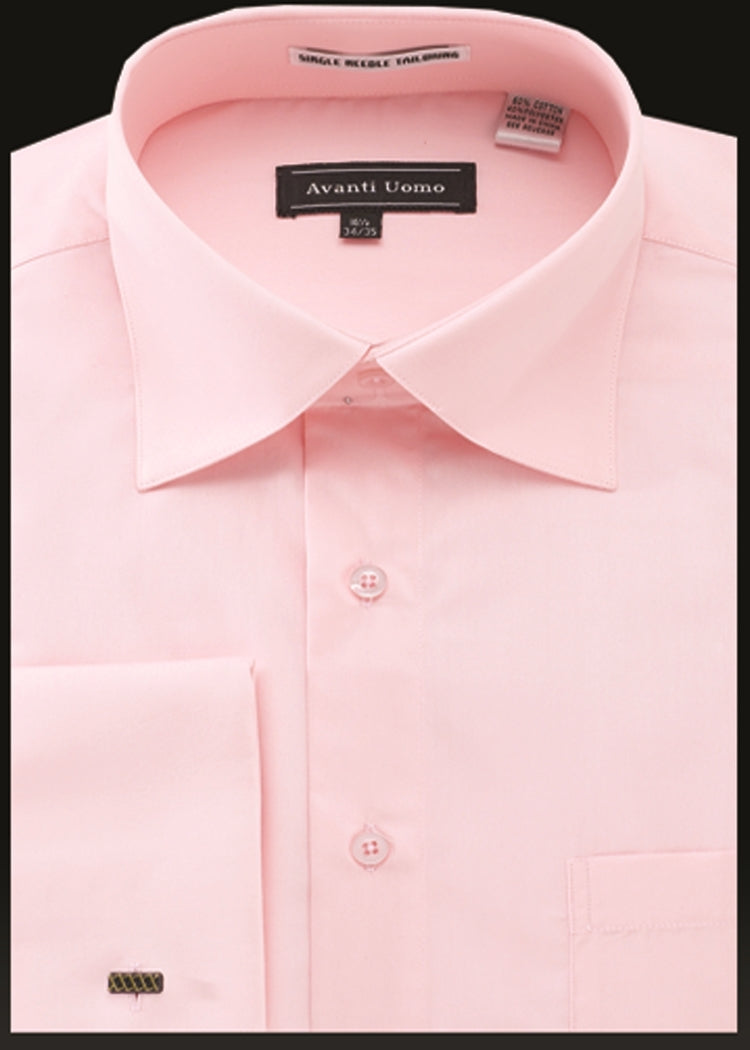 Premium Avanti Uomo French Cuff Dress Shirt DN32M - Classic Pink Formal Business Shirt for Men | Perfect for Weddings, Office Meetings & Special Occasions