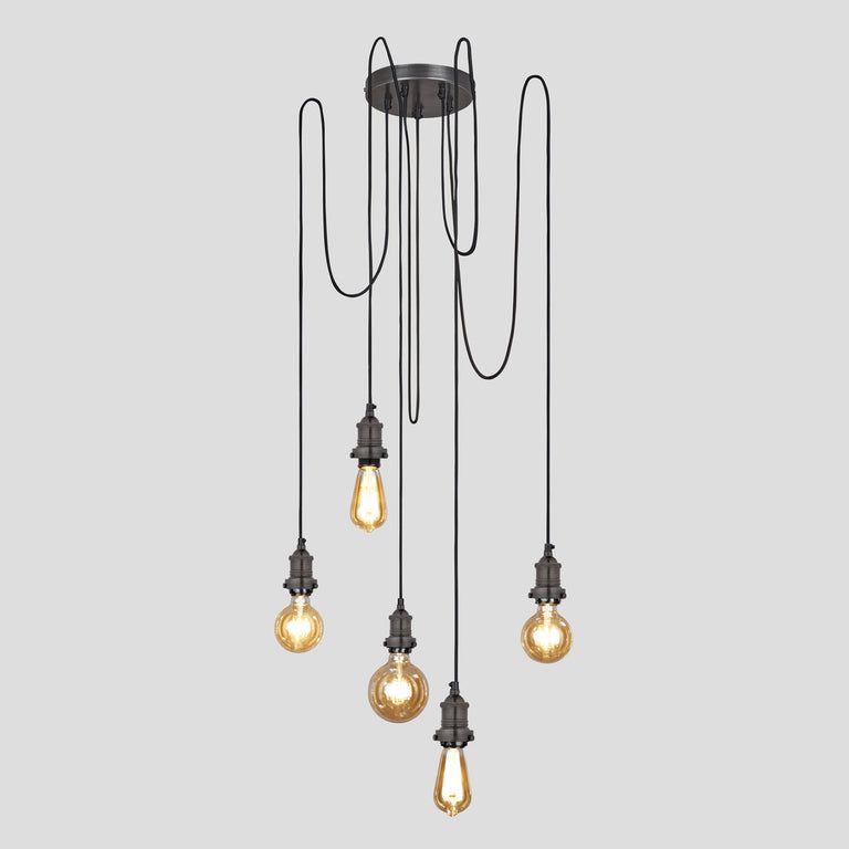 Stylish Brooklyn Cluster Ceiling Light in Pewter, Copper & Brass Finishes - IP20 Rated for Living Room, Bedroom & Dining Room Lighting
