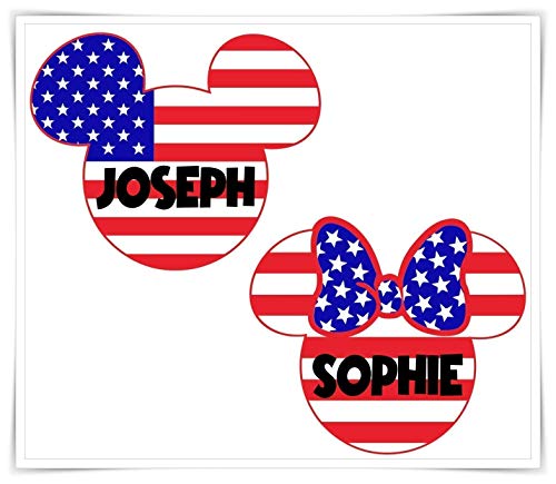 USA Flag Patriotic Mickey or Minnie Mouse Fridge Magnet - Handmade 4th of July Disney Cruise Door Decor for Home, Office & Gifts